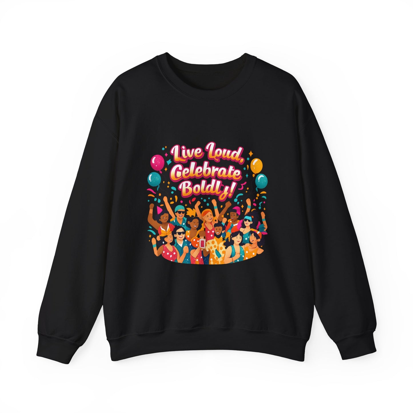 Celebrate Boldly Sweatshirt | carnival confetti colorblocked neon brights