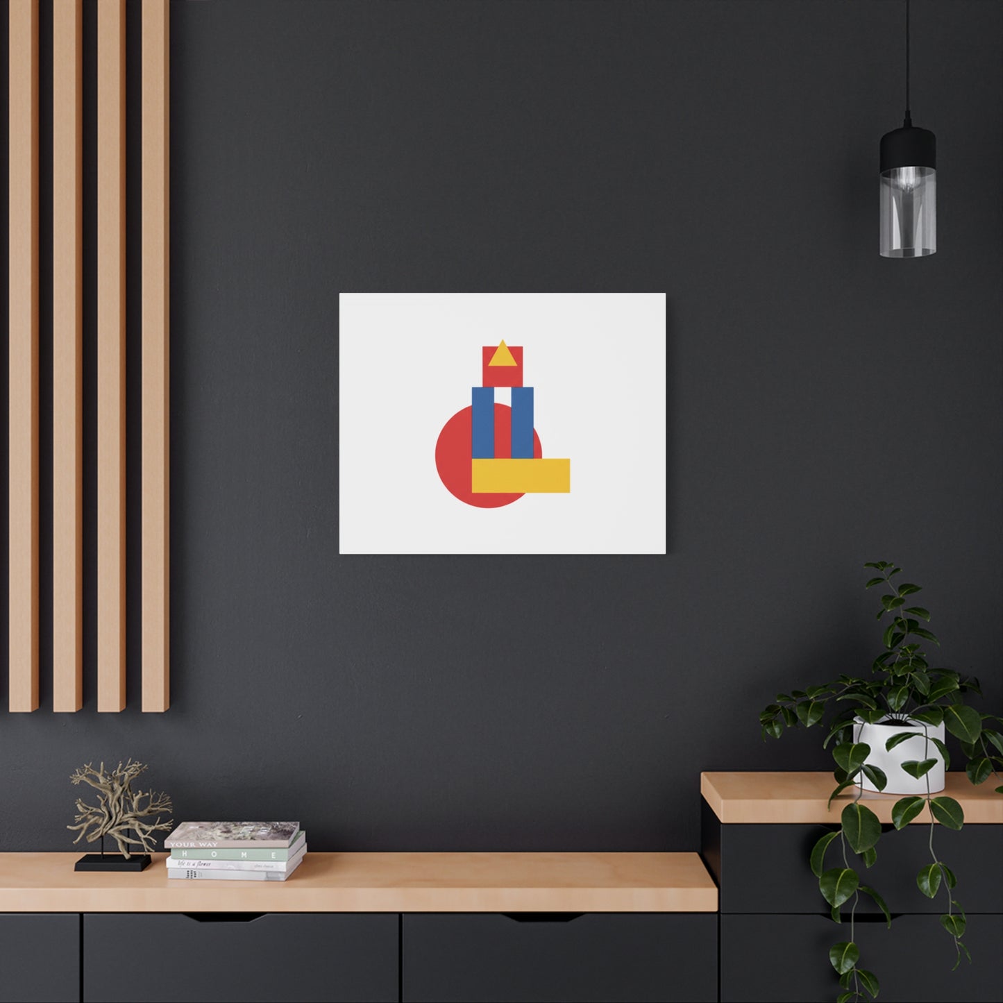 Abstract Geometric Shape Canvas Print — Minimalist Primary Color Wall Art