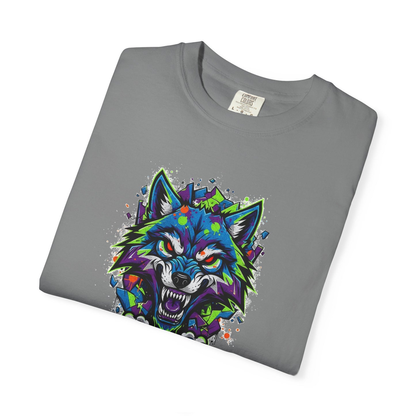 Colorful Geometric Wolf T-Shirt — Vibrant Tribal Wolf Graphic Tee