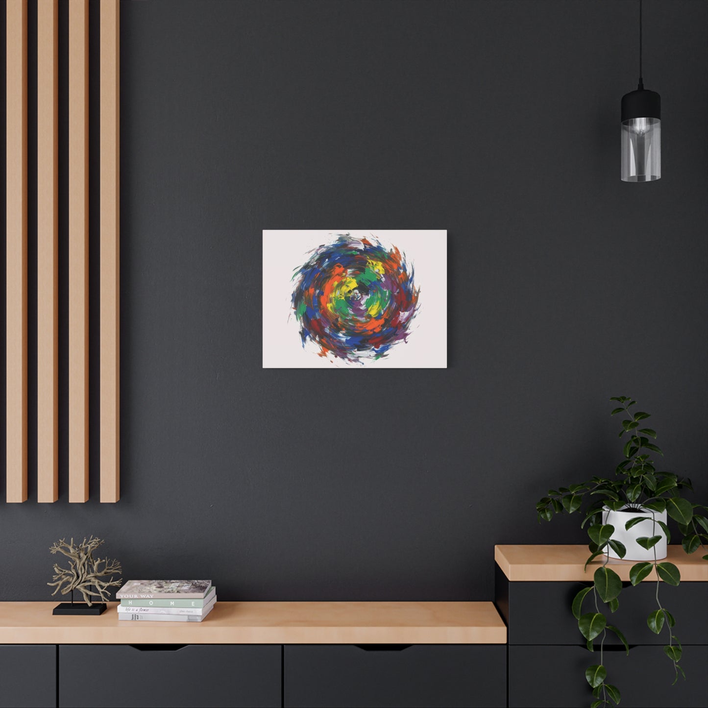 Abstract Color Swirl Canvas - Vibrant Circular Brushstroke Wall Art (Matte Stretched)