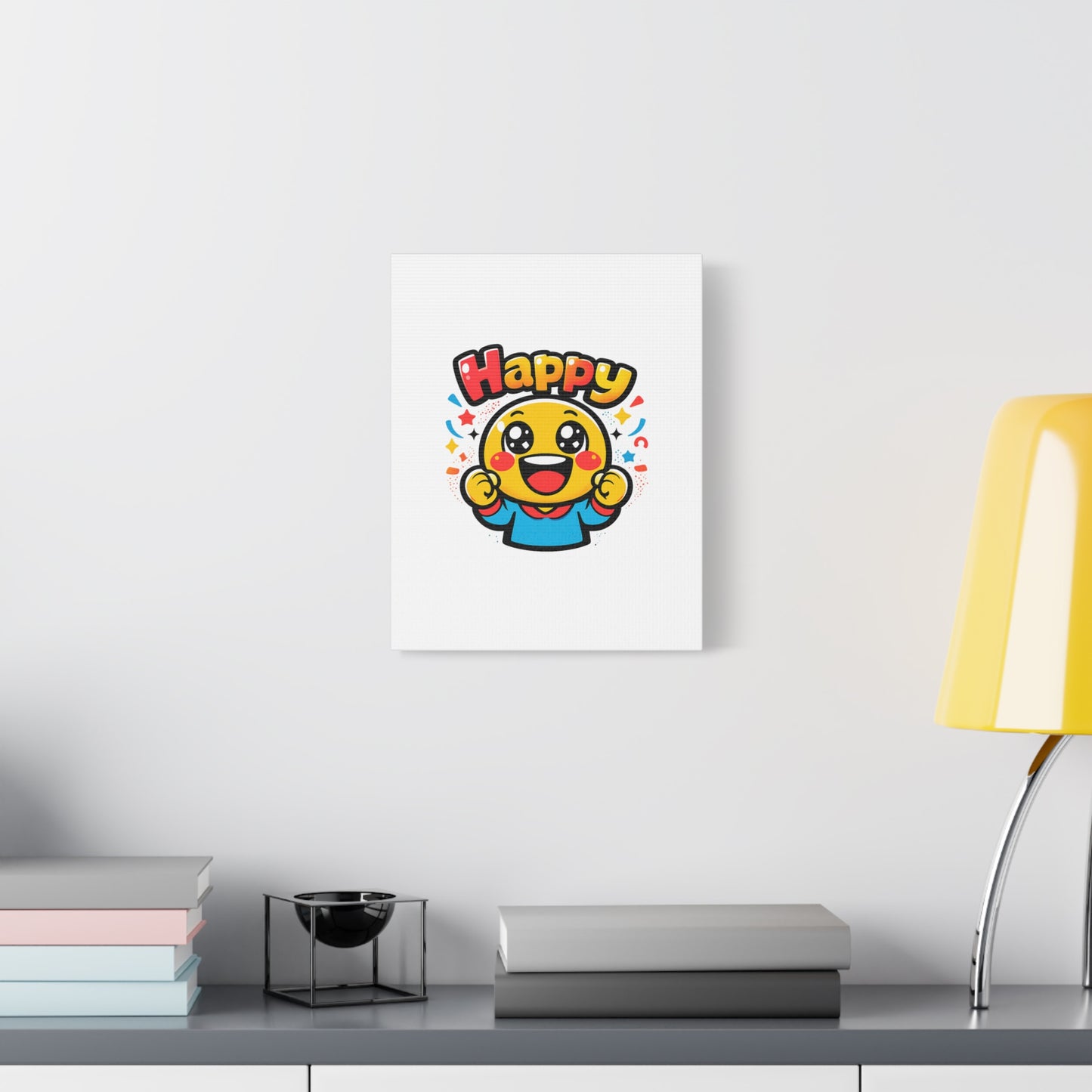 Happy Emoji Cartoon Canvas | Bold Cartoon, Thick Outline, Kawaii Minimal