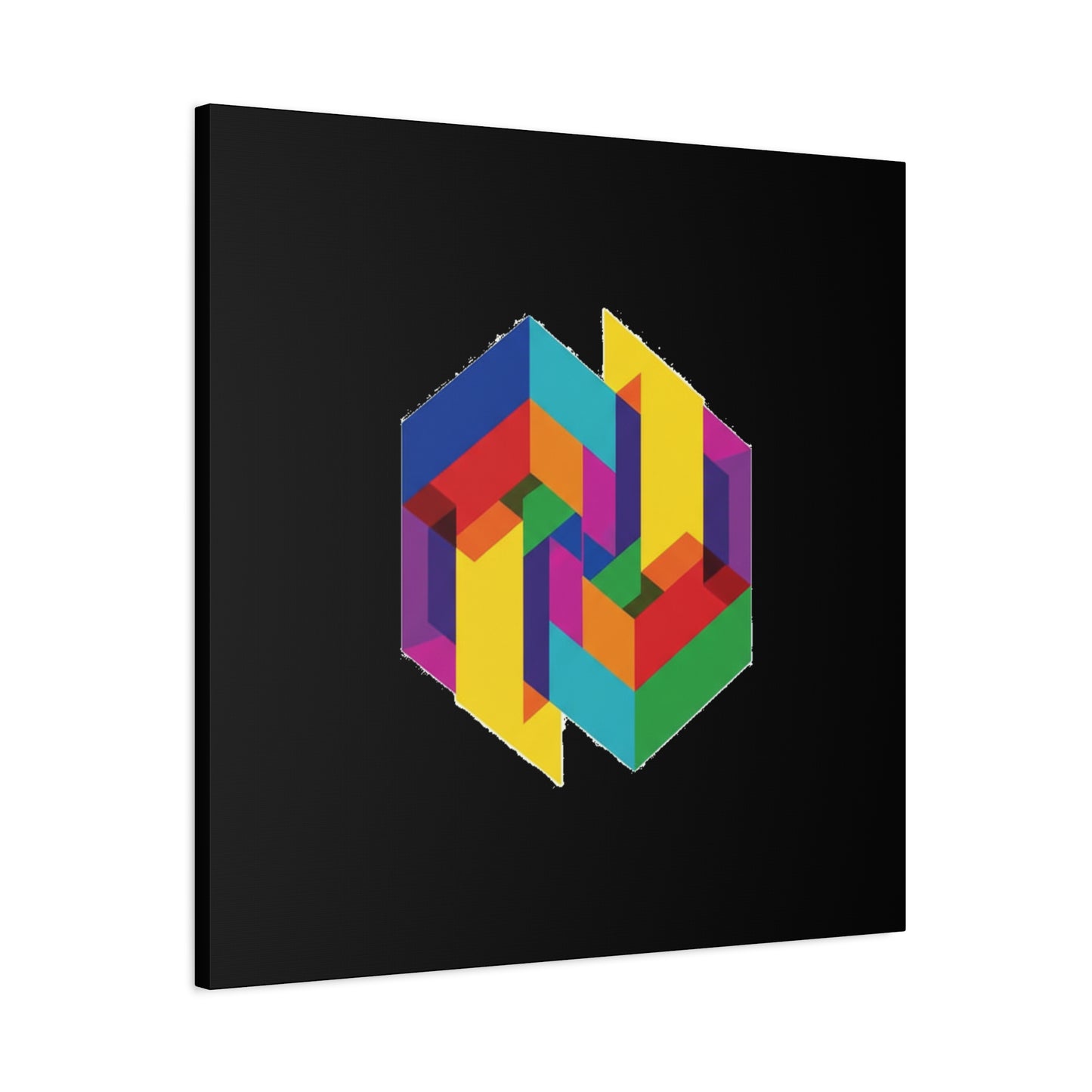 Colorful Geometric Cube Canvas Print — Modern Abstract Wall Art