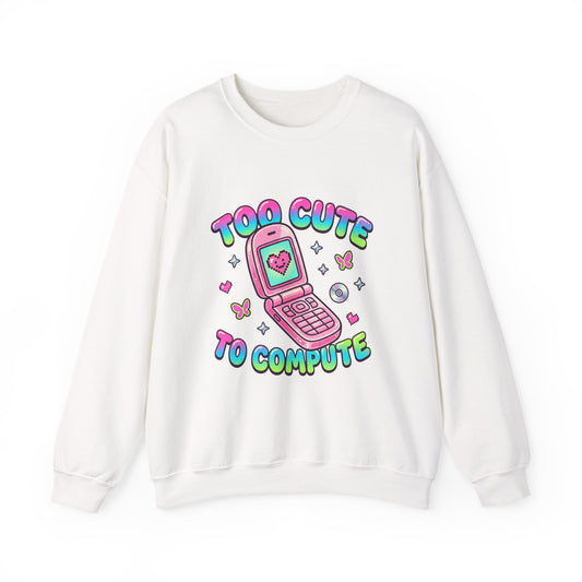 Too Cute To Compute Sweatshirt | Y2K aesthetic, 2000s retro internet graphic