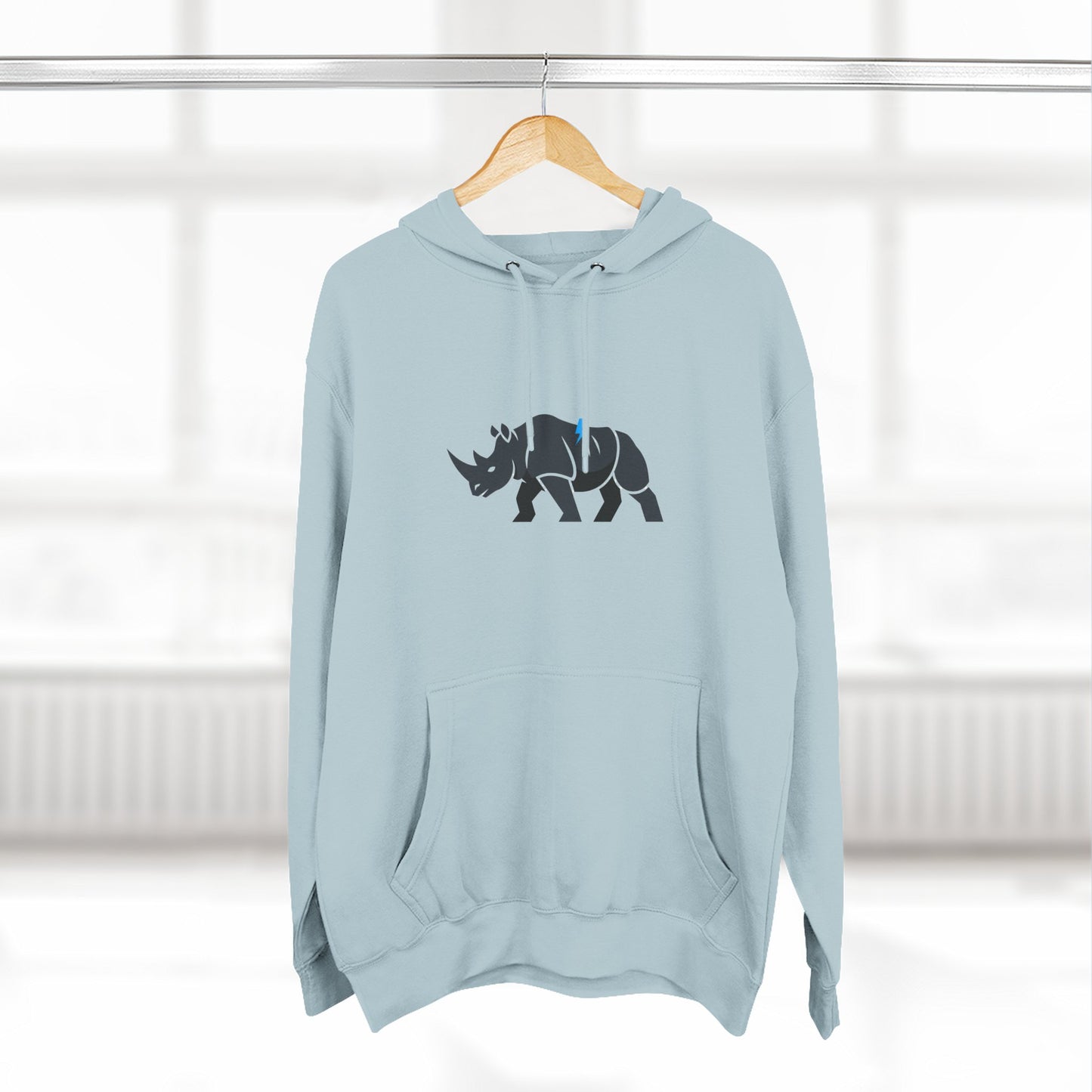 Rhino Silhouette Hoodie — Minimalist Three-Panel Rhino Graphic Sweatshirt