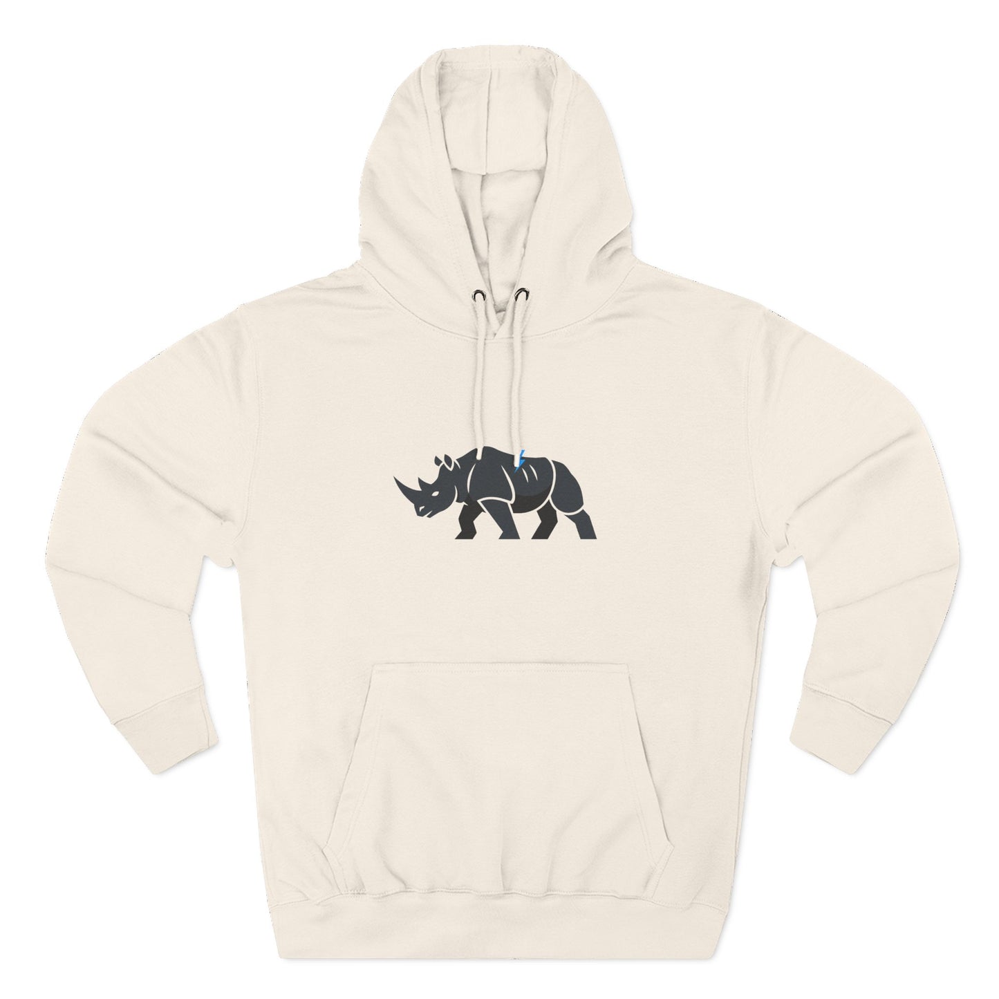 Rhino Silhouette Hoodie — Minimalist Three-Panel Rhino Graphic Sweatshirt