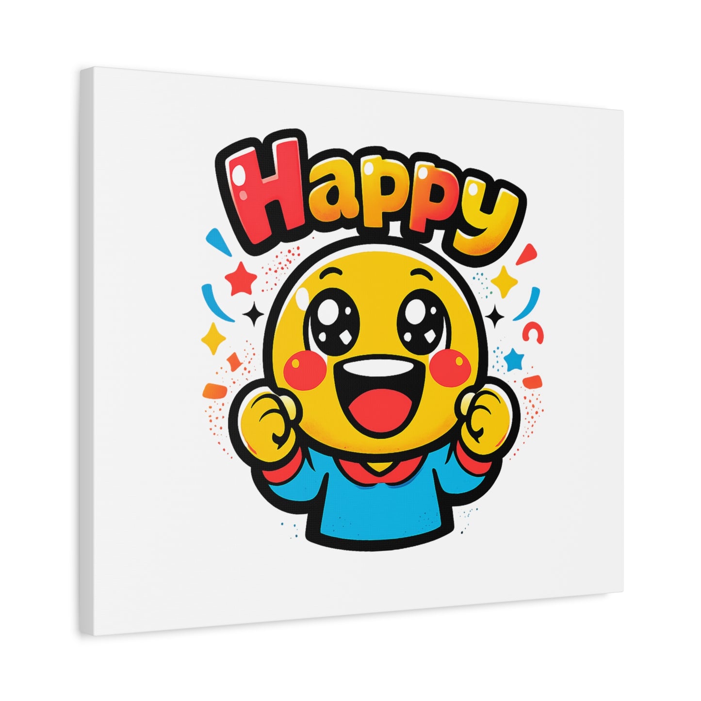 Happy Emoji Cartoon Canvas | Bold Cartoon, Thick Outline, Kawaii Minimal