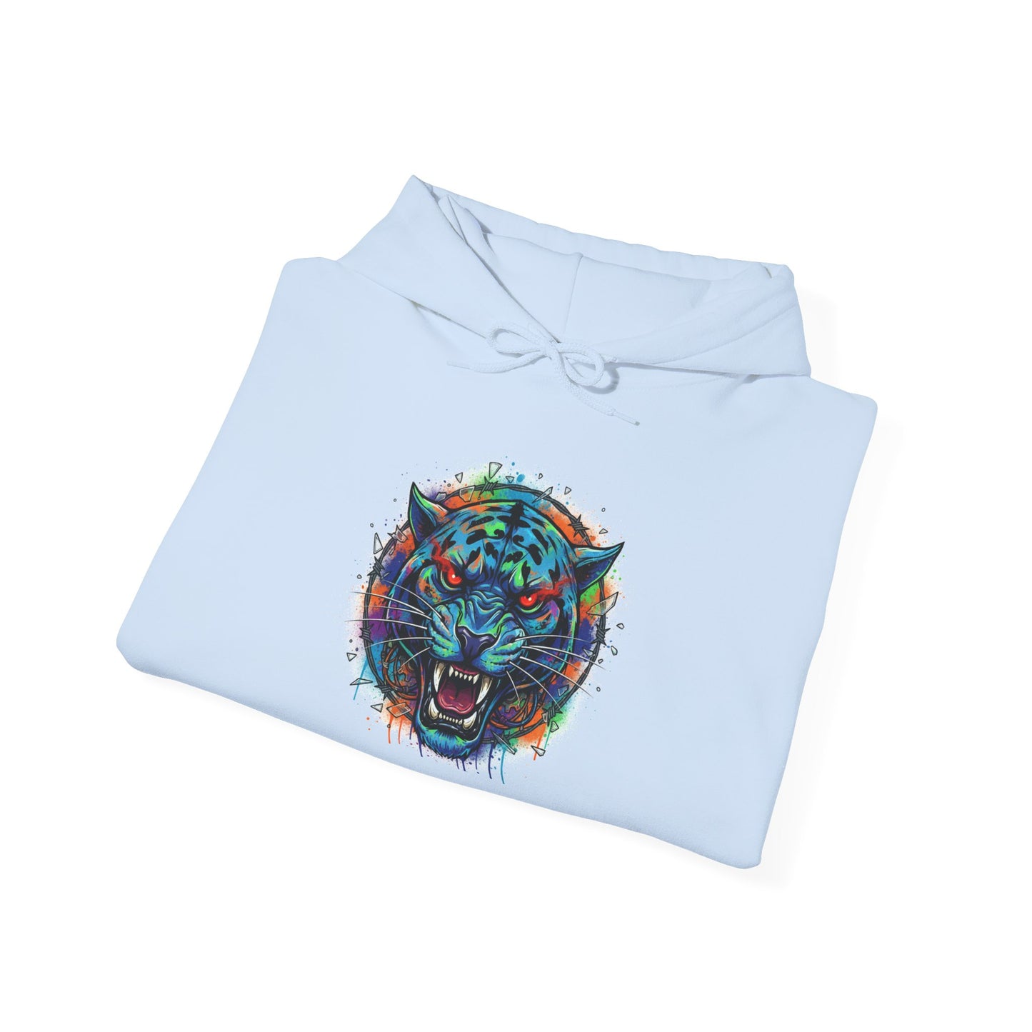Wolf Head Hoodie — Vibrant Tribal Neon Wolf Sweatshirt