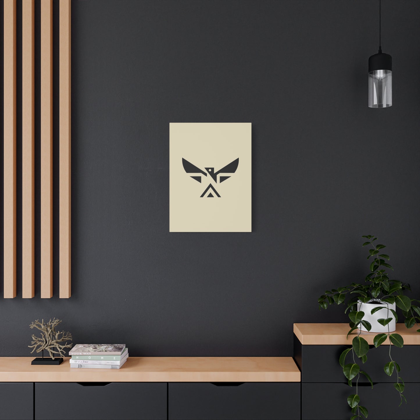 Minimalist Geometric Eagle Canvas Print — Modern Native-Inspired Wall Art