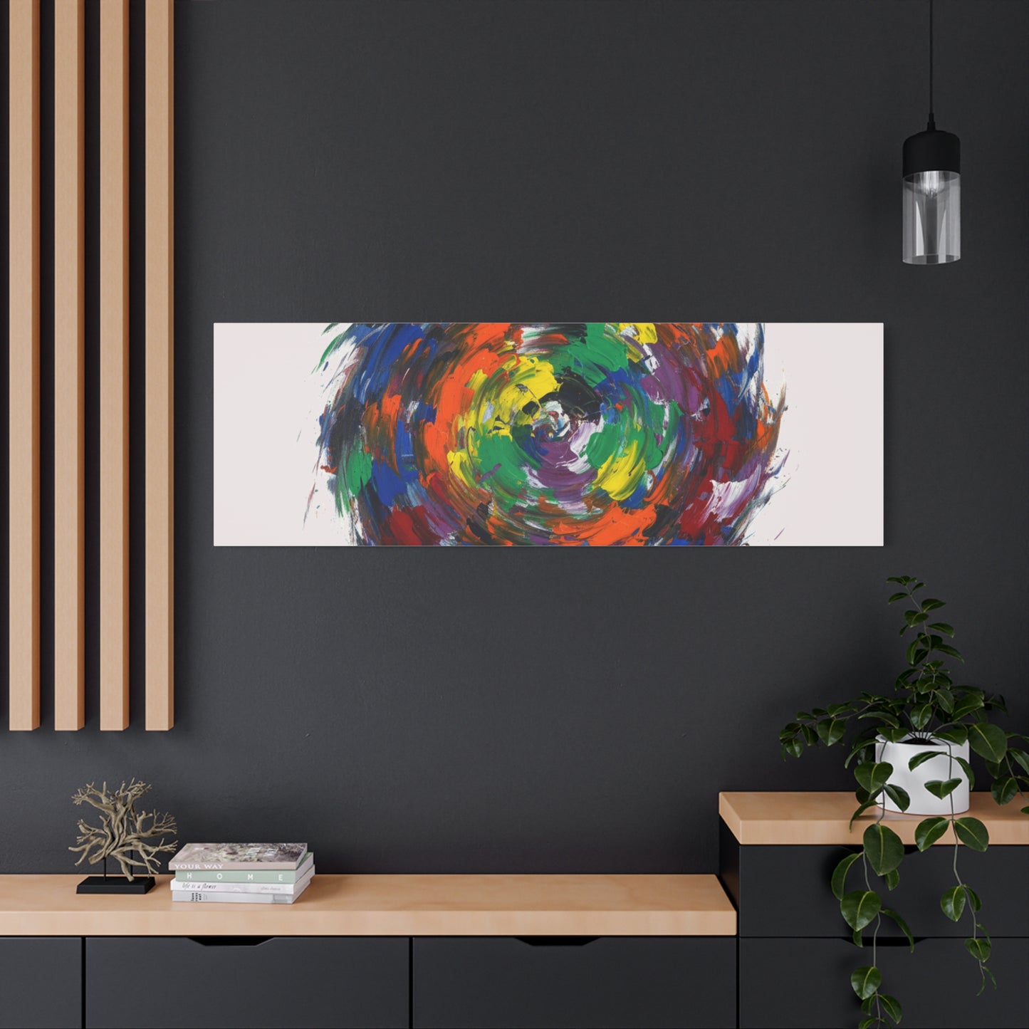 Abstract Color Swirl Canvas - Vibrant Circular Brushstroke Wall Art (Matte Stretched)