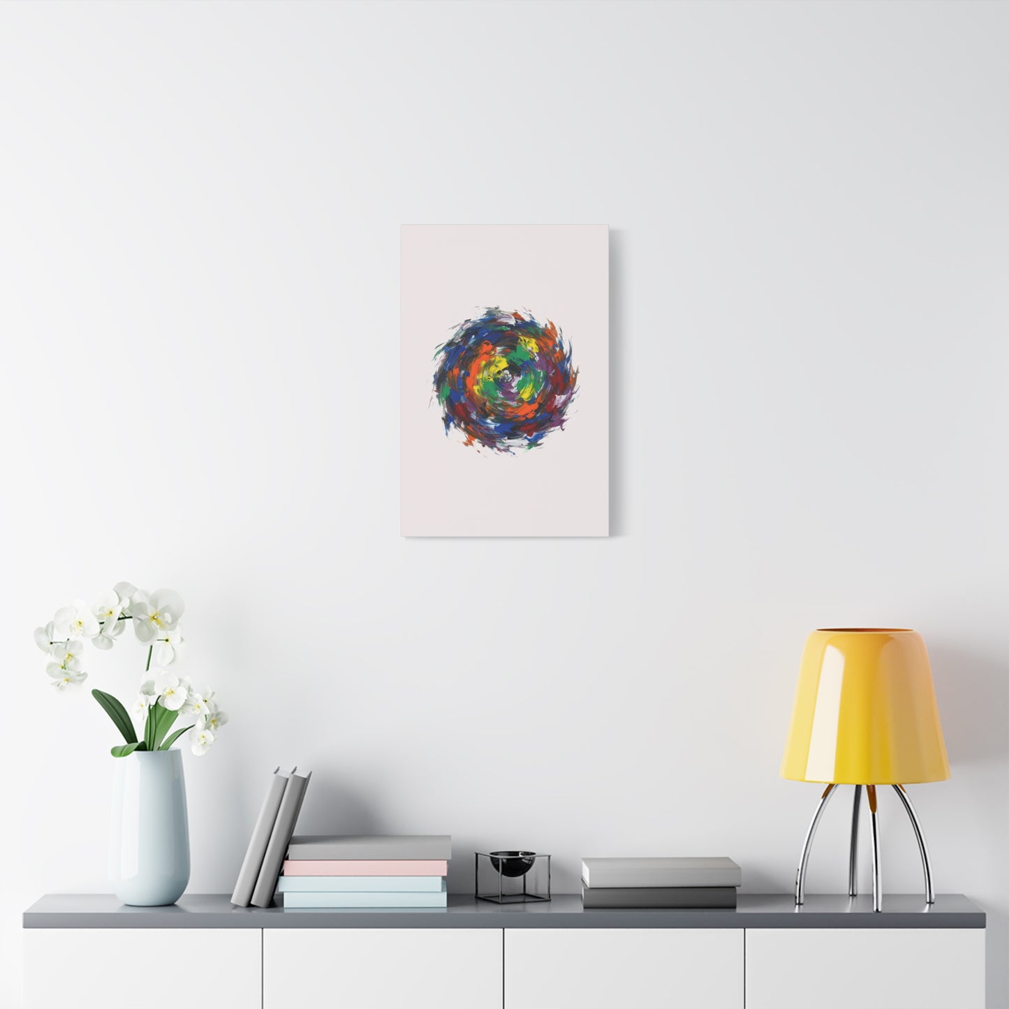 Abstract Color Swirl Canvas - Vibrant Circular Brushstroke Wall Art (Matte Stretched)