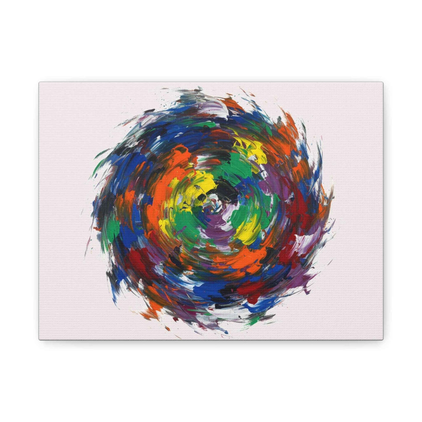 Abstract Color Swirl Canvas - Vibrant Circular Brushstroke Wall Art (Matte Stretched)