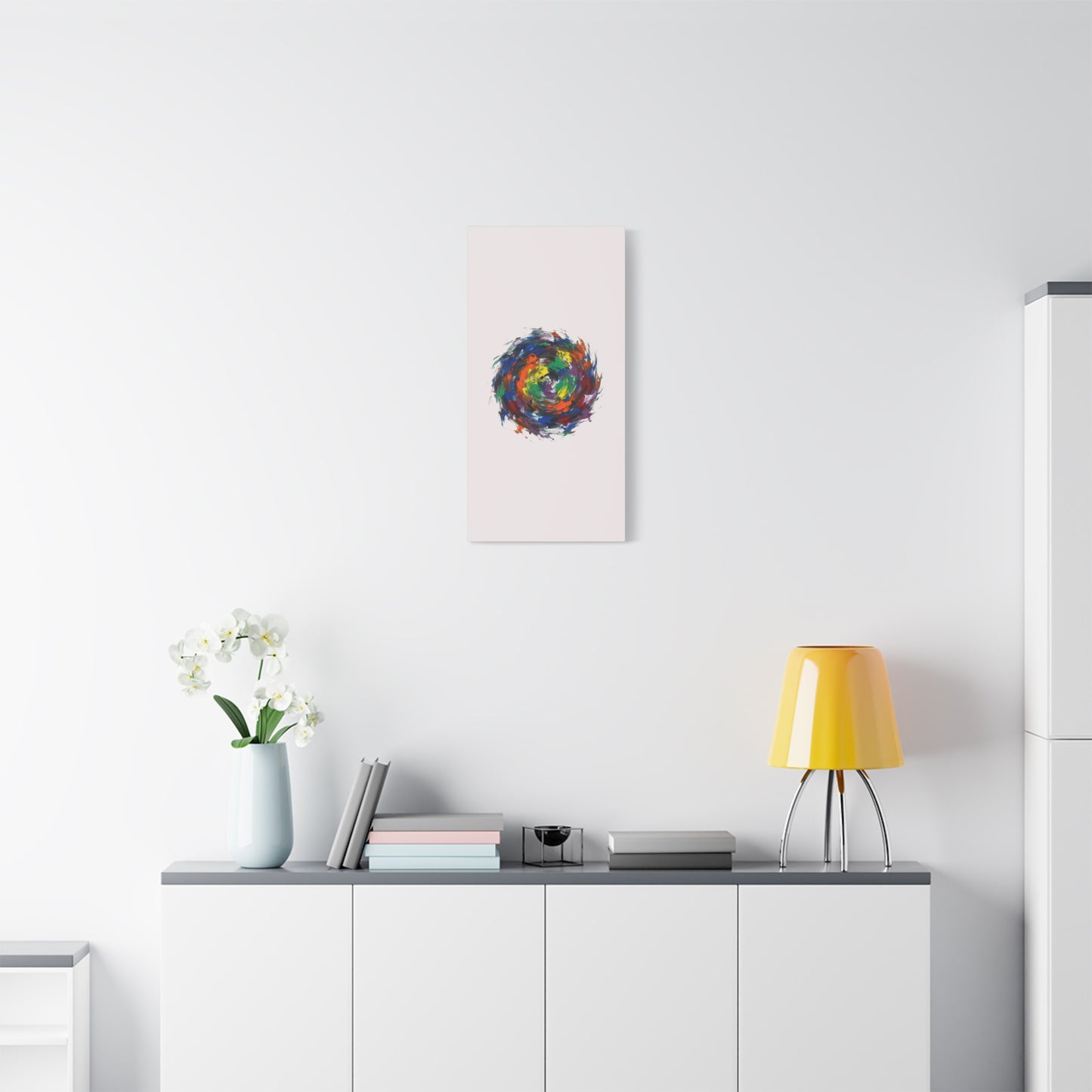 Abstract Color Swirl Canvas - Vibrant Circular Brushstroke Wall Art (Matte Stretched)