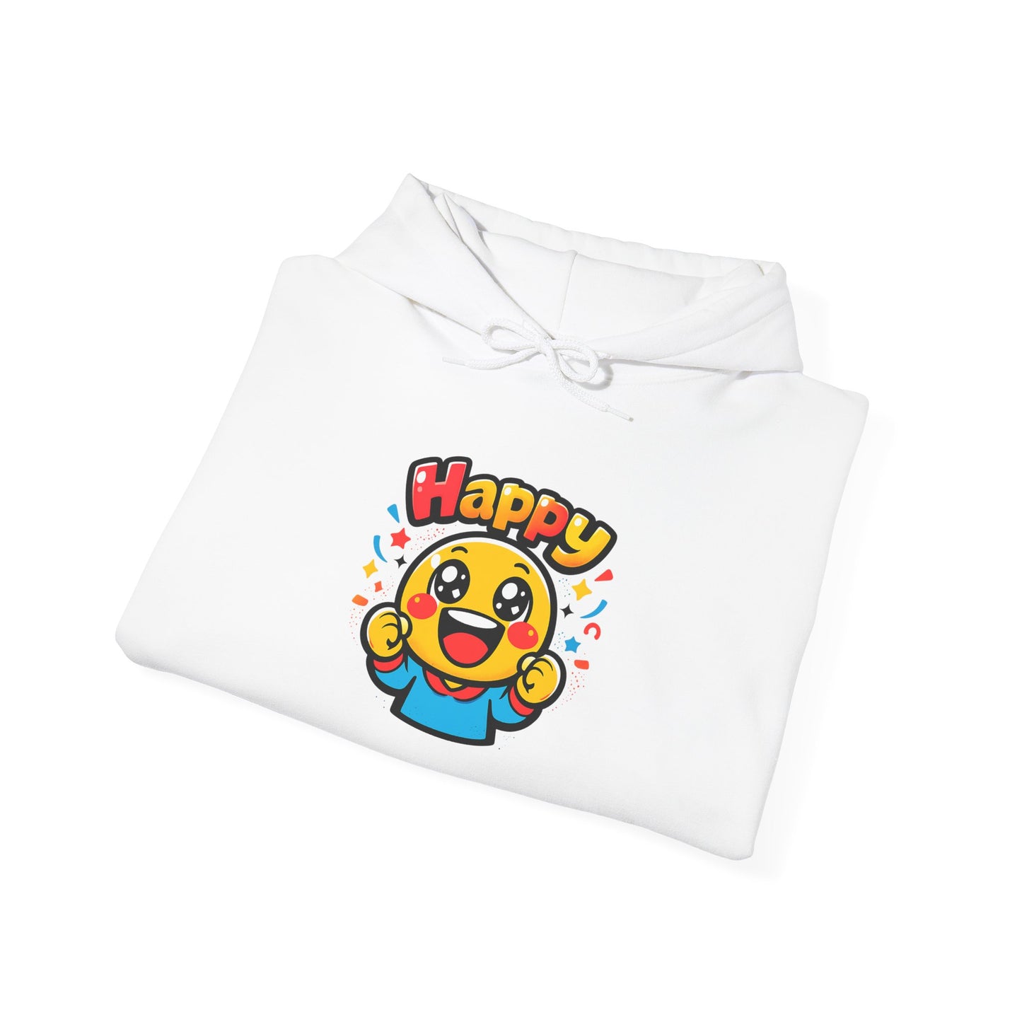 Happy Mood Face Hoodie | bold cartoon, thick outline kawaii emoji