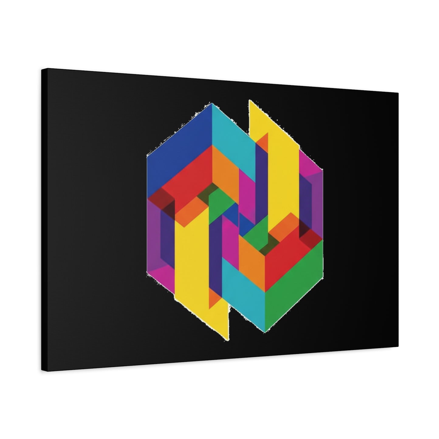 Colorful Geometric Cube Canvas Print — Modern Abstract Wall Art