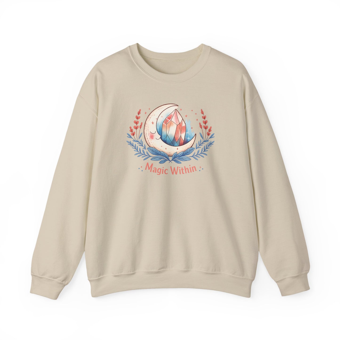 Magic Within crystal wreath Sweatshirt | witchcore, moon phase, crystals