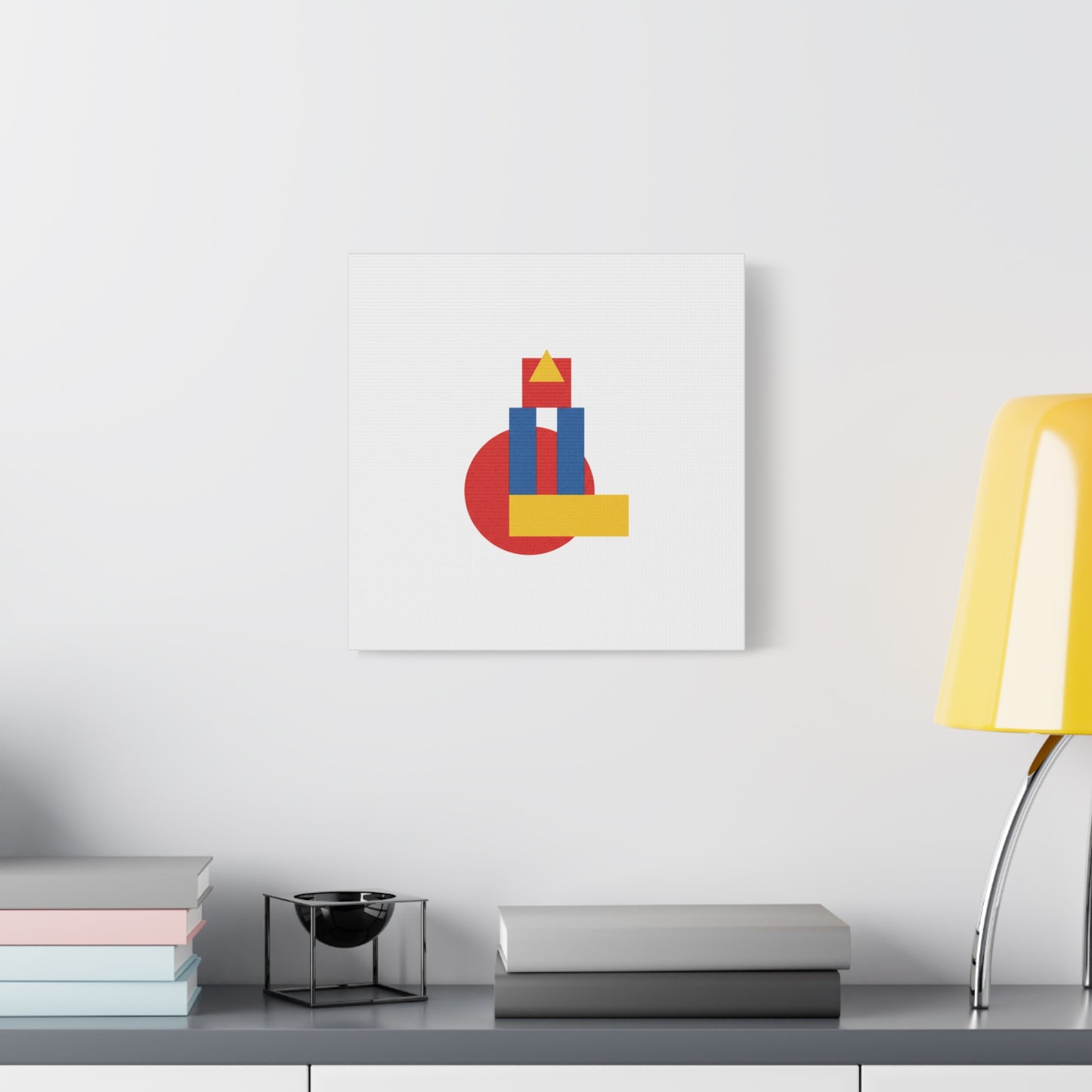 Abstract Geometric Shape Canvas Print — Minimalist Primary Color Wall Art
