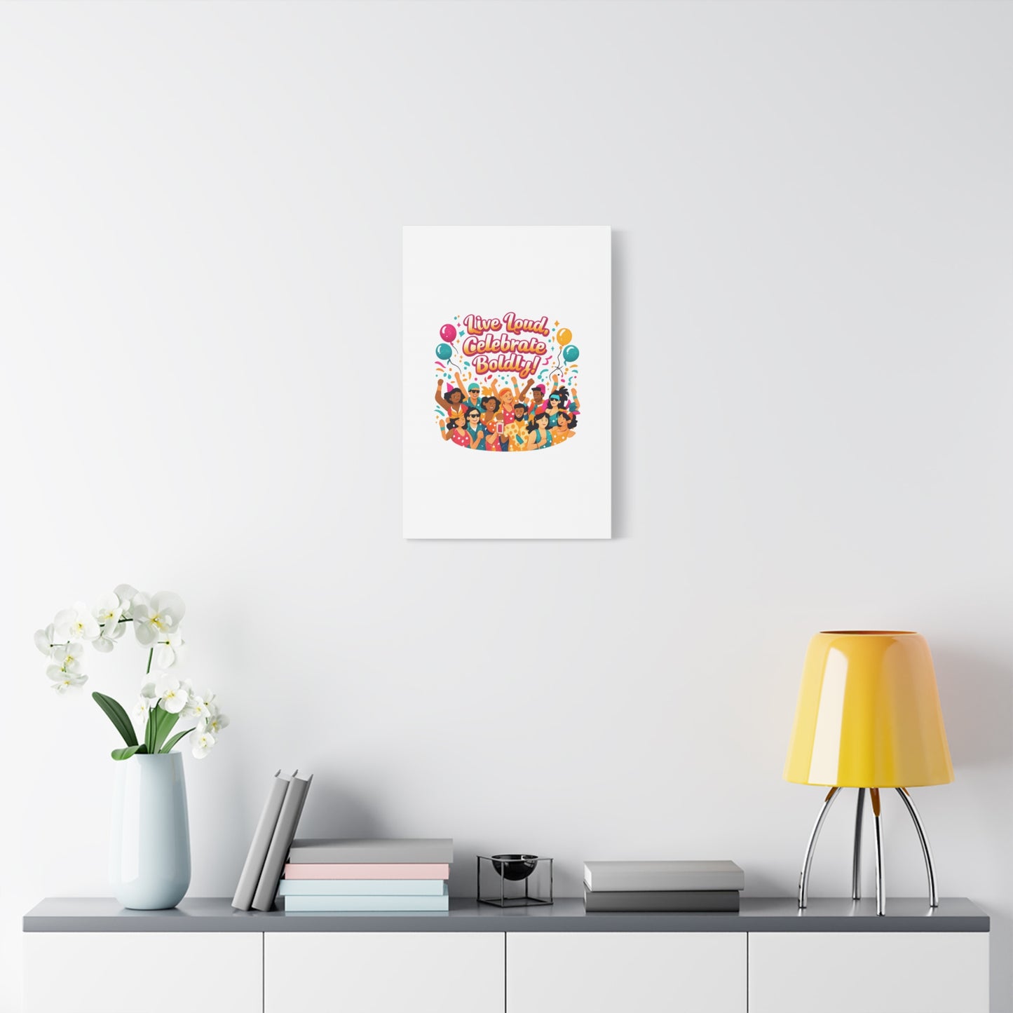 Live Loud Celebrate Boldly Canvas | Carnival Fiesta Confetti, Neon brights