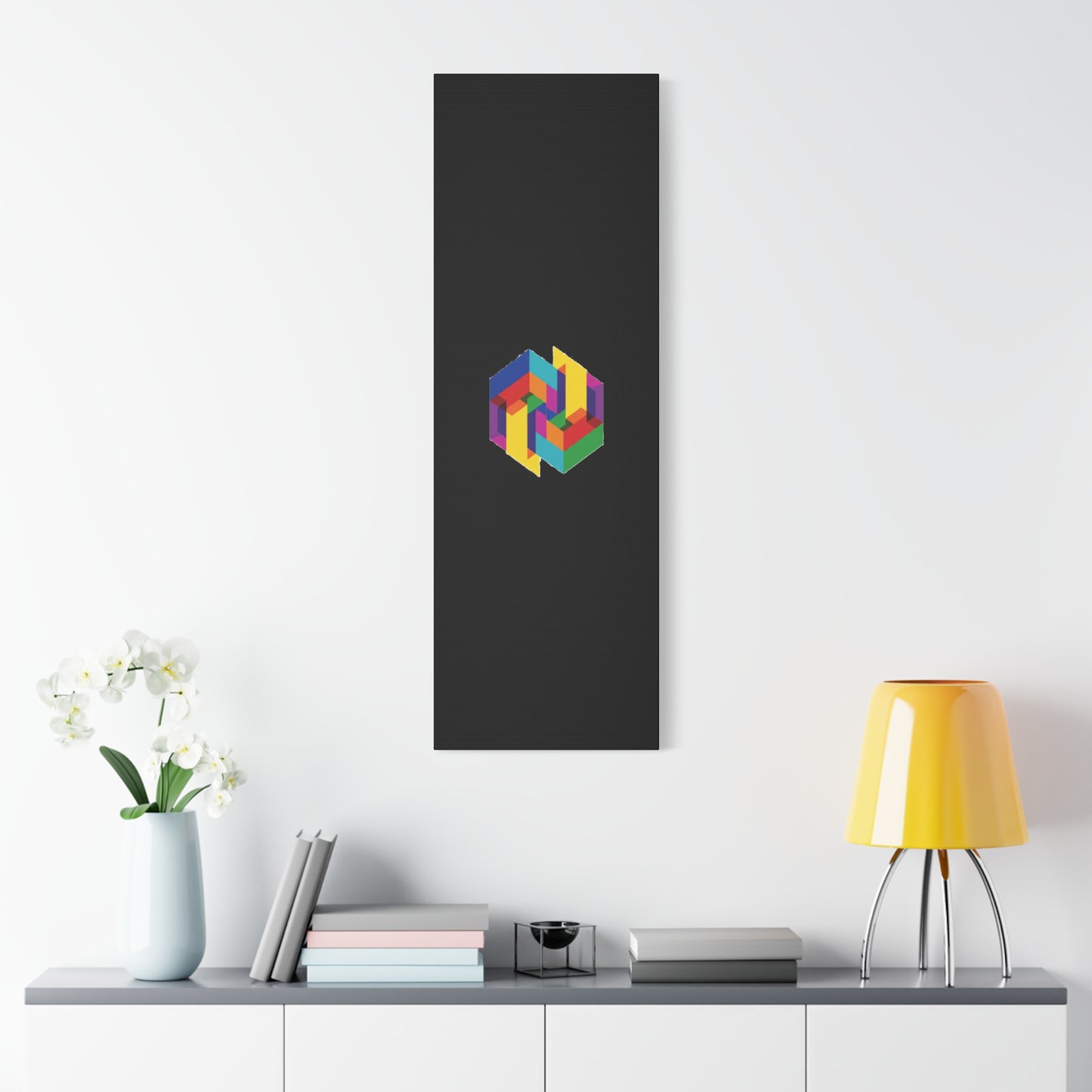 Colorful Geometric Cube Canvas Print — Modern Abstract Wall Art
