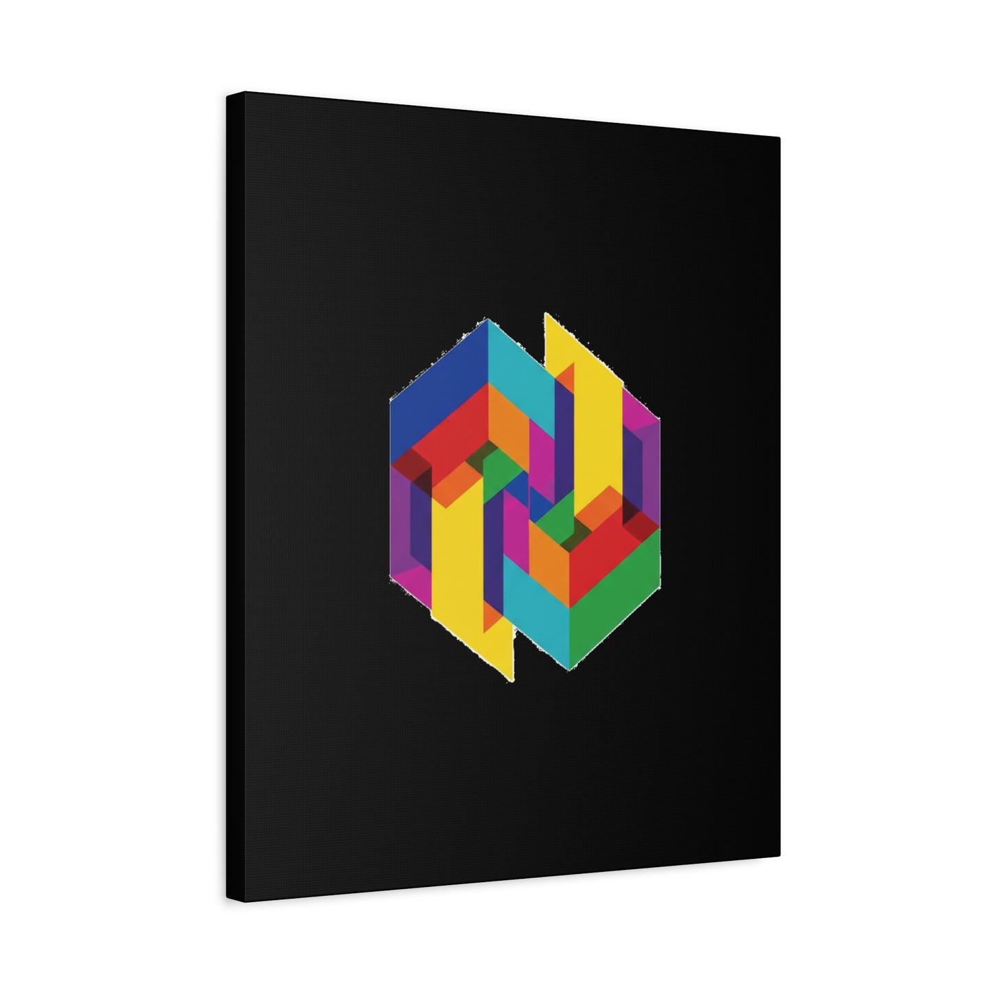 Colorful Geometric Cube Canvas Print — Modern Abstract Wall Art