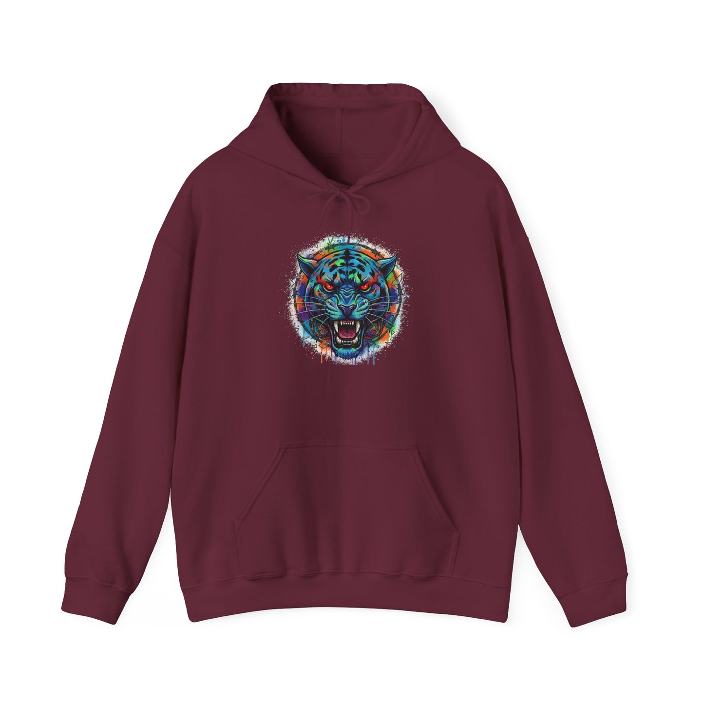 Wolf Head Hoodie — Vibrant Tribal Neon Wolf Sweatshirt