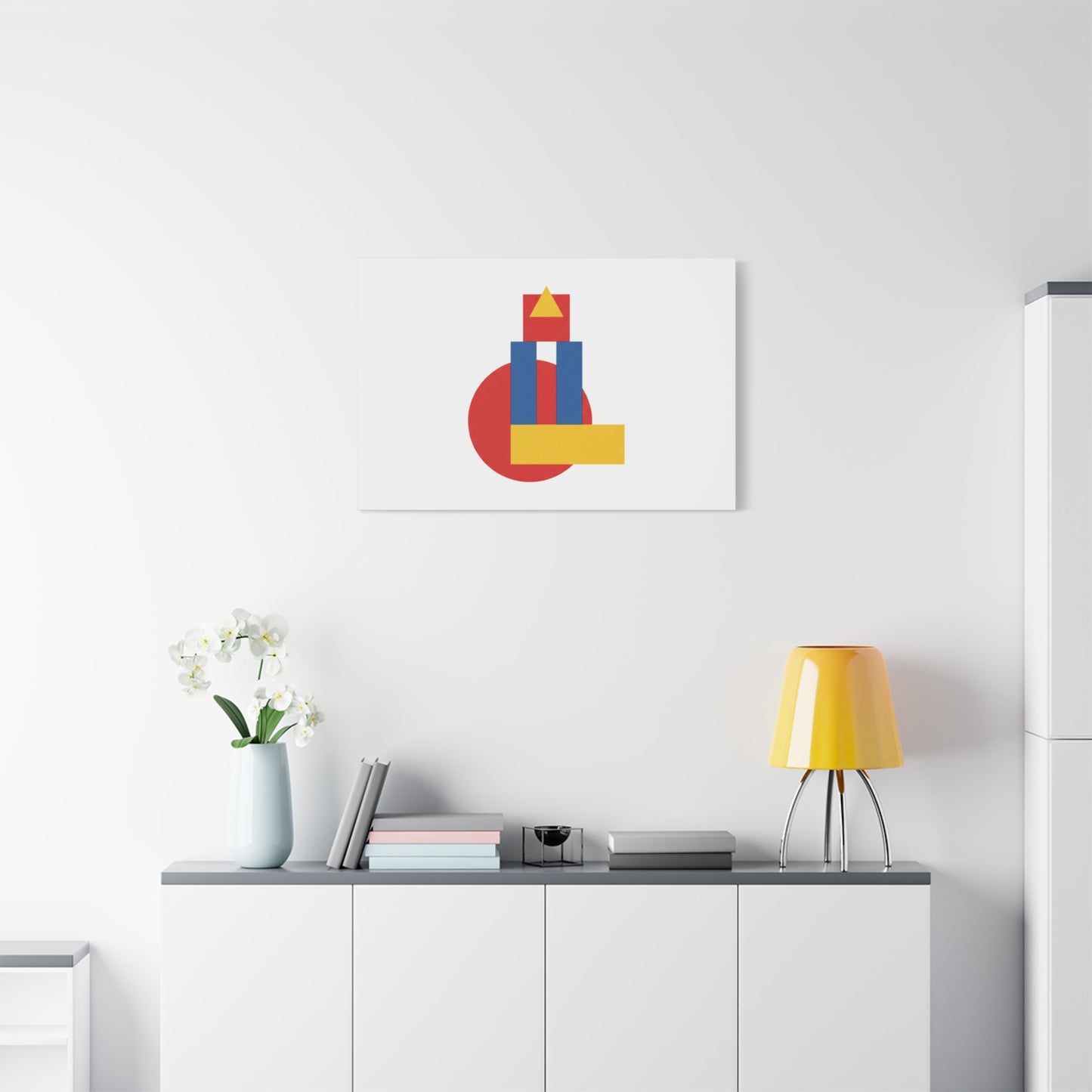 Abstract Geometric Shape Canvas Print — Minimalist Primary Color Wall Art