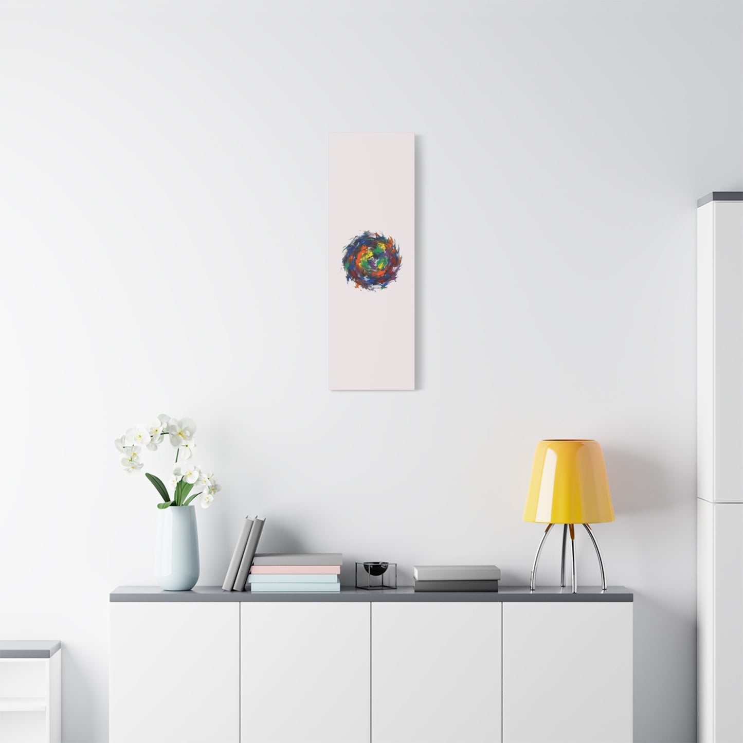 Abstract Color Swirl Canvas - Vibrant Circular Brushstroke Wall Art (Matte Stretched)