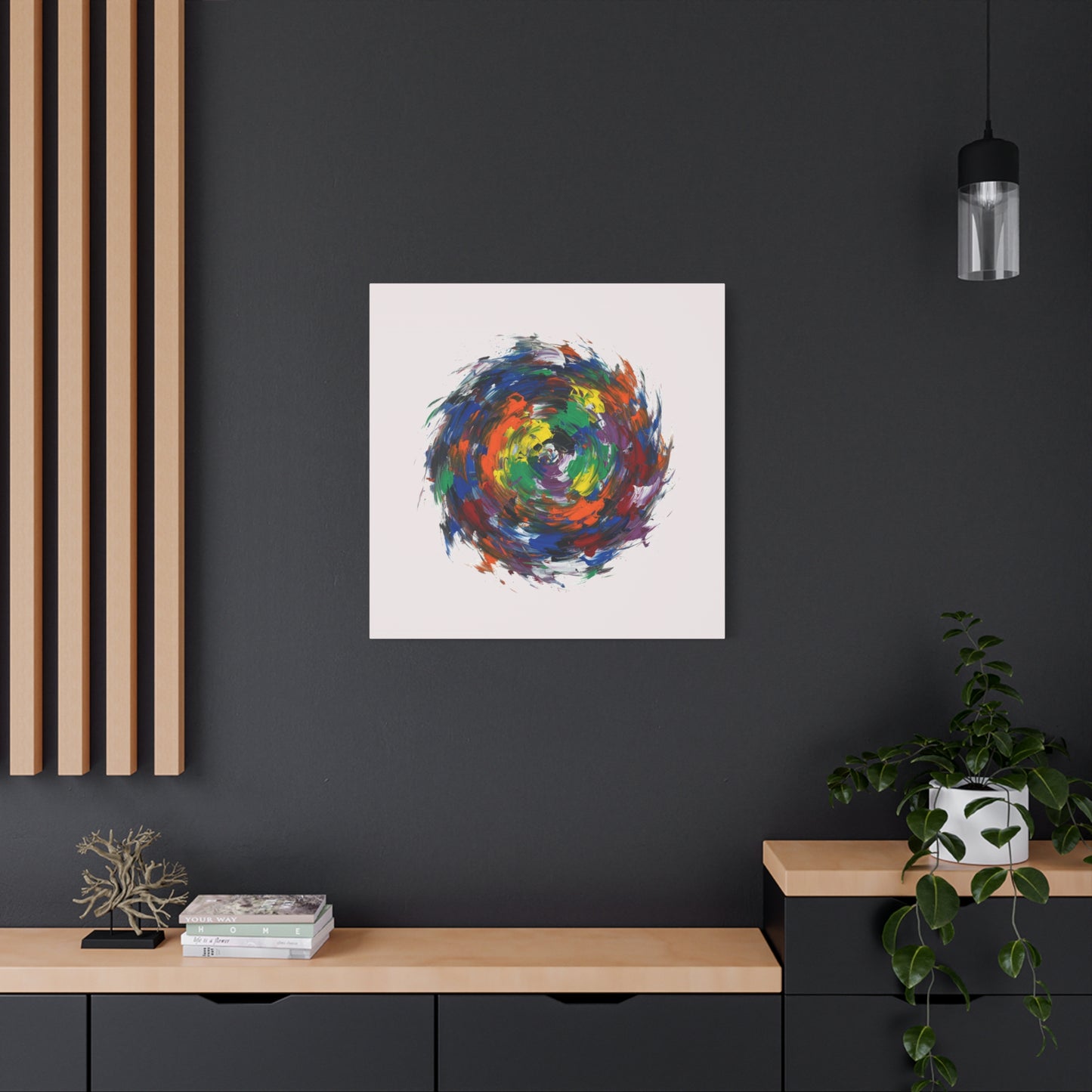 Abstract Color Swirl Canvas - Vibrant Circular Brushstroke Wall Art (Matte Stretched)