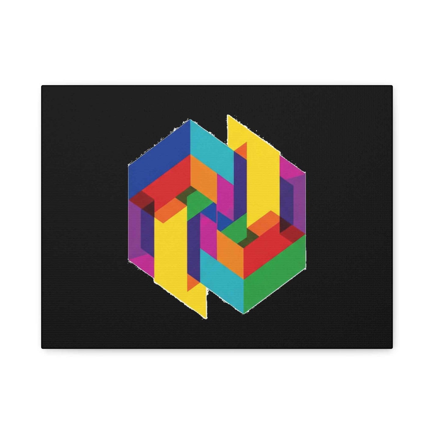 Colorful Geometric Cube Canvas Print — Modern Abstract Wall Art
