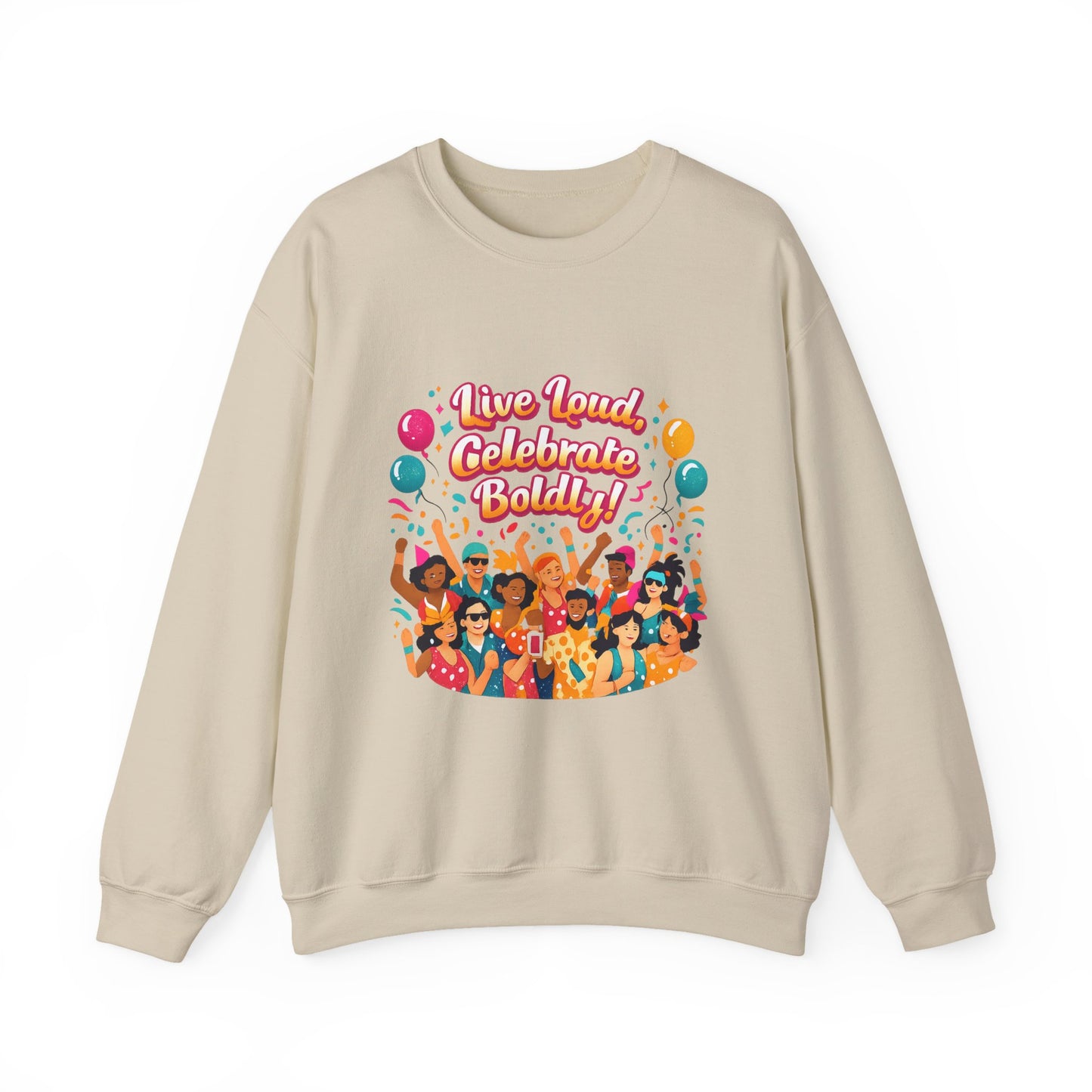 Celebrate Boldly Sweatshirt | carnival confetti colorblocked neon brights