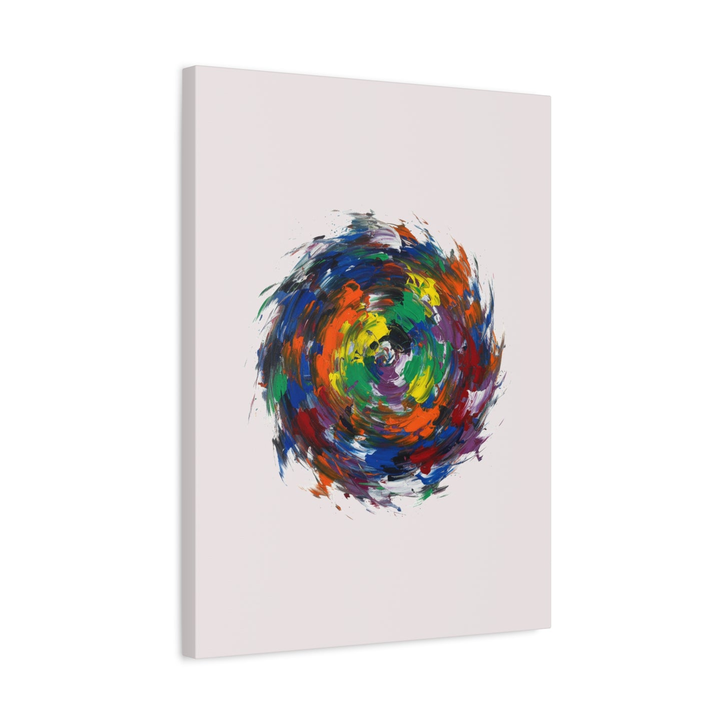 Abstract Color Swirl Canvas - Vibrant Circular Brushstroke Wall Art (Matte Stretched)