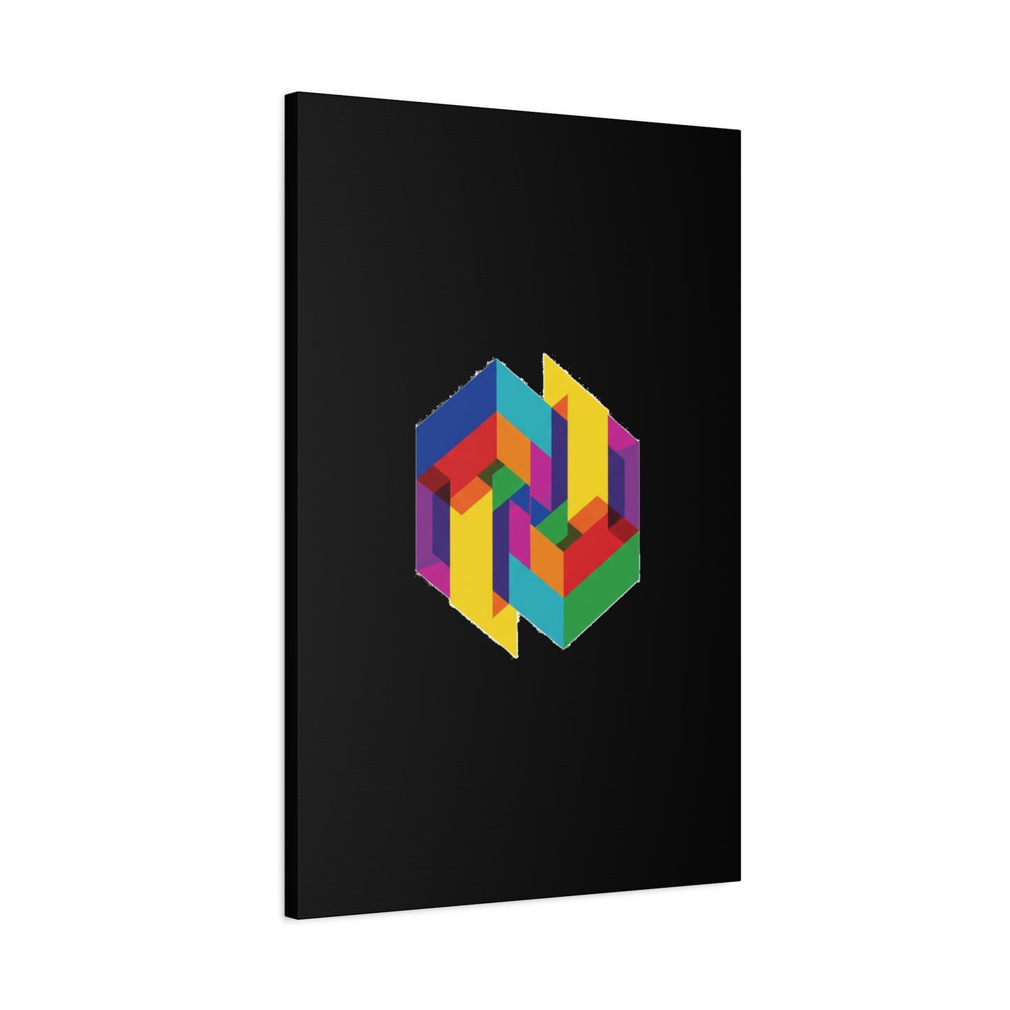 Colorful Geometric Cube Canvas Print — Modern Abstract Wall Art