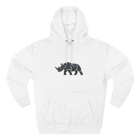 Rhino Silhouette Hoodie — Minimalist Three-Panel Rhino Graphic Sweatshirt