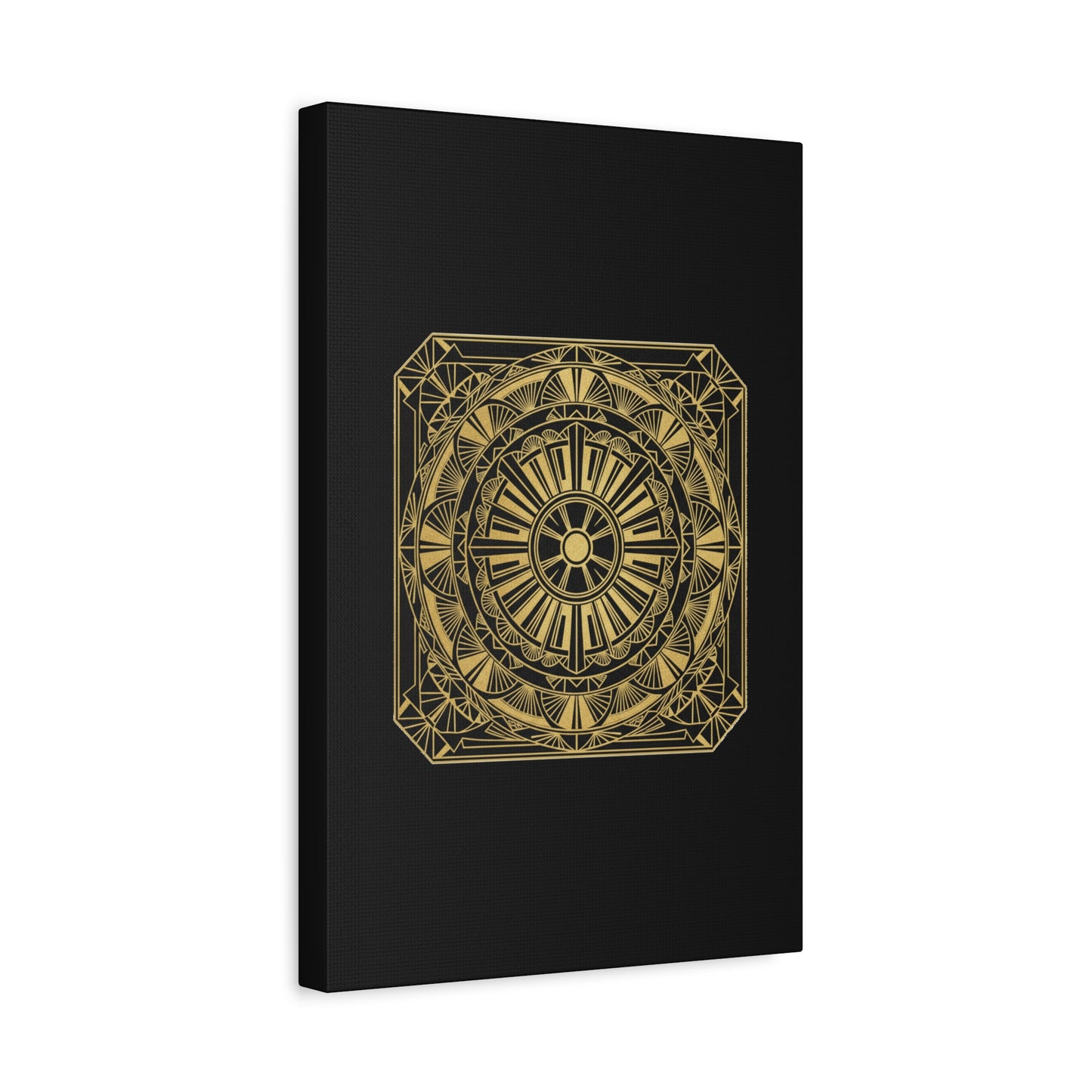 Gold Mandala Canvas Wall Art — Geometric Boho Matte Stretched Canvas