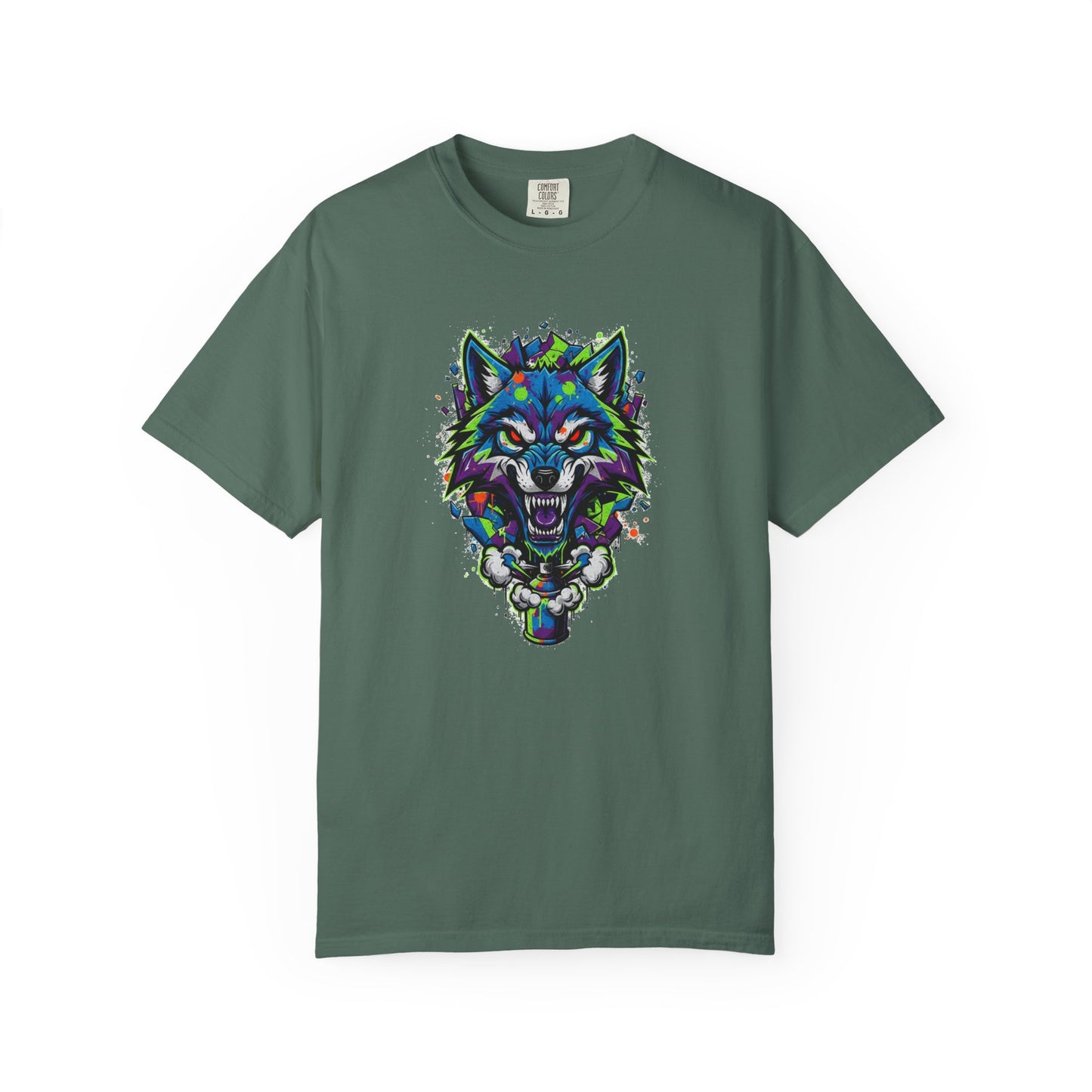 Colorful Geometric Wolf T-Shirt — Vibrant Tribal Wolf Graphic Tee