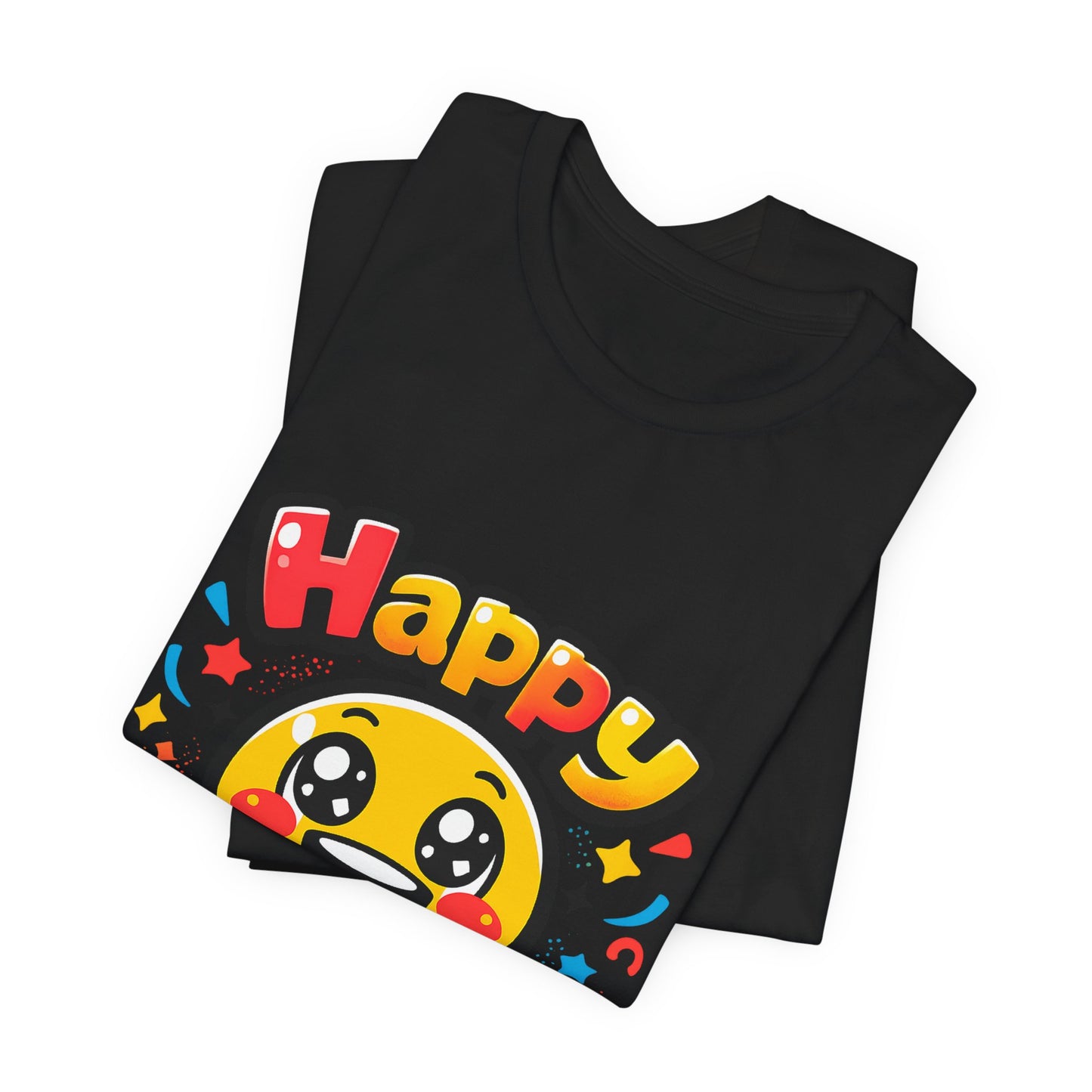 Happy Mood Face T-Shirt | kawaii minimal emoji cartoon, thick outline