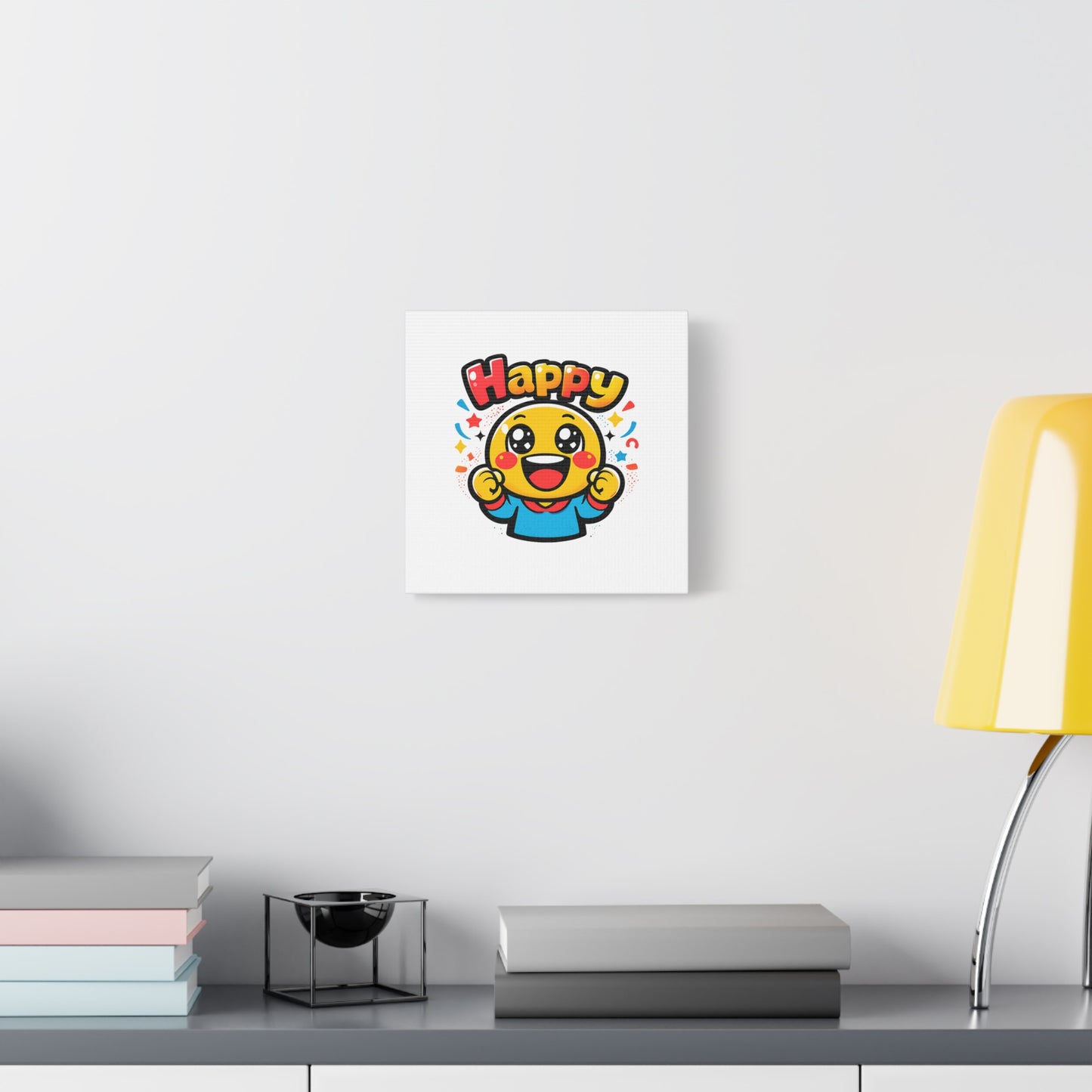 Happy Emoji Cartoon Canvas | Bold Cartoon, Thick Outline, Kawaii Minimal