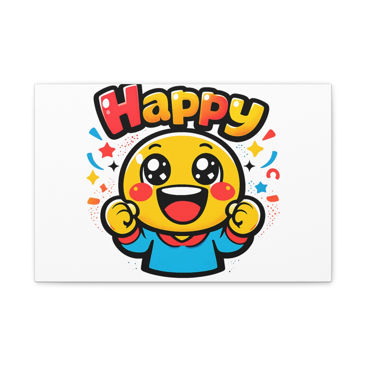 Happy Emoji Cartoon Canvas | Bold Cartoon, Thick Outline, Kawaii Minimal