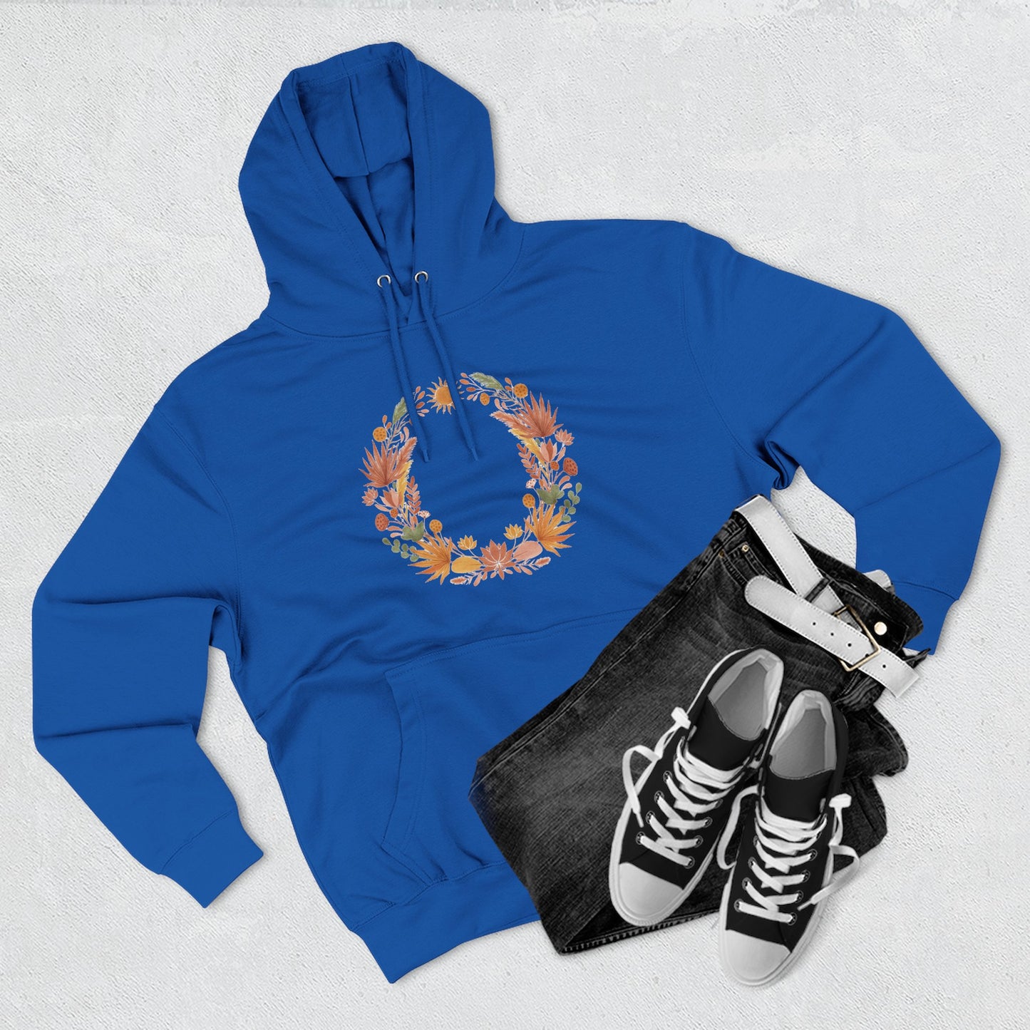 Floral Wreath Hoodie — Autumn Botanical Pullover