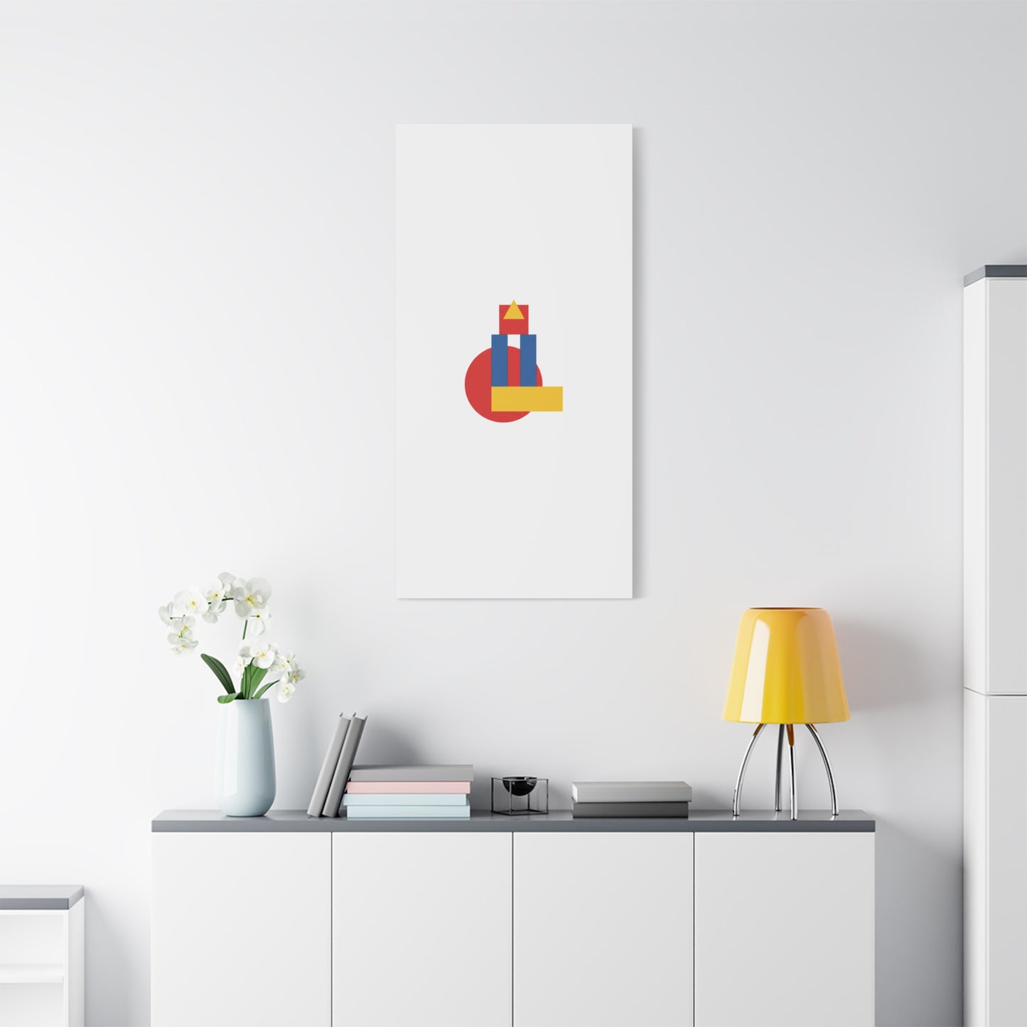 Abstract Geometric Shape Canvas Print — Minimalist Primary Color Wall Art