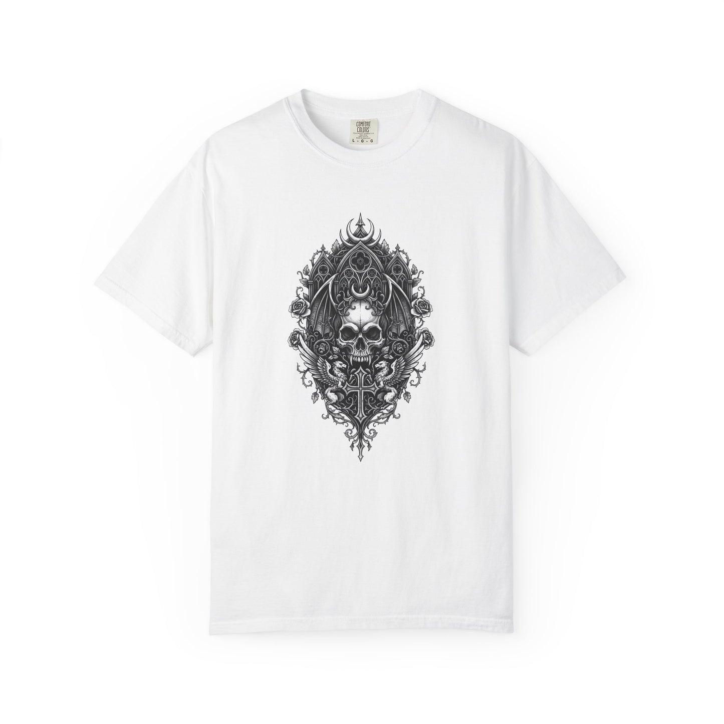 Skull & Cross Key Gothic T-Shirt — Ornate Dark Art Graphic Tee
