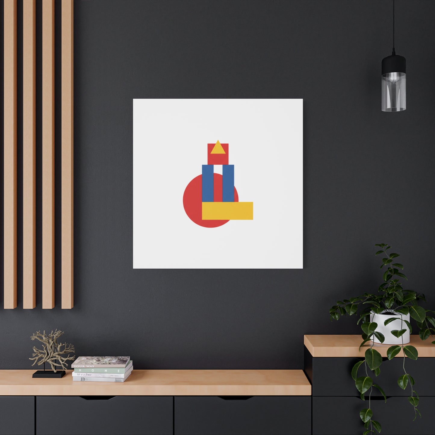 Abstract Geometric Shape Canvas Print — Minimalist Primary Color Wall Art