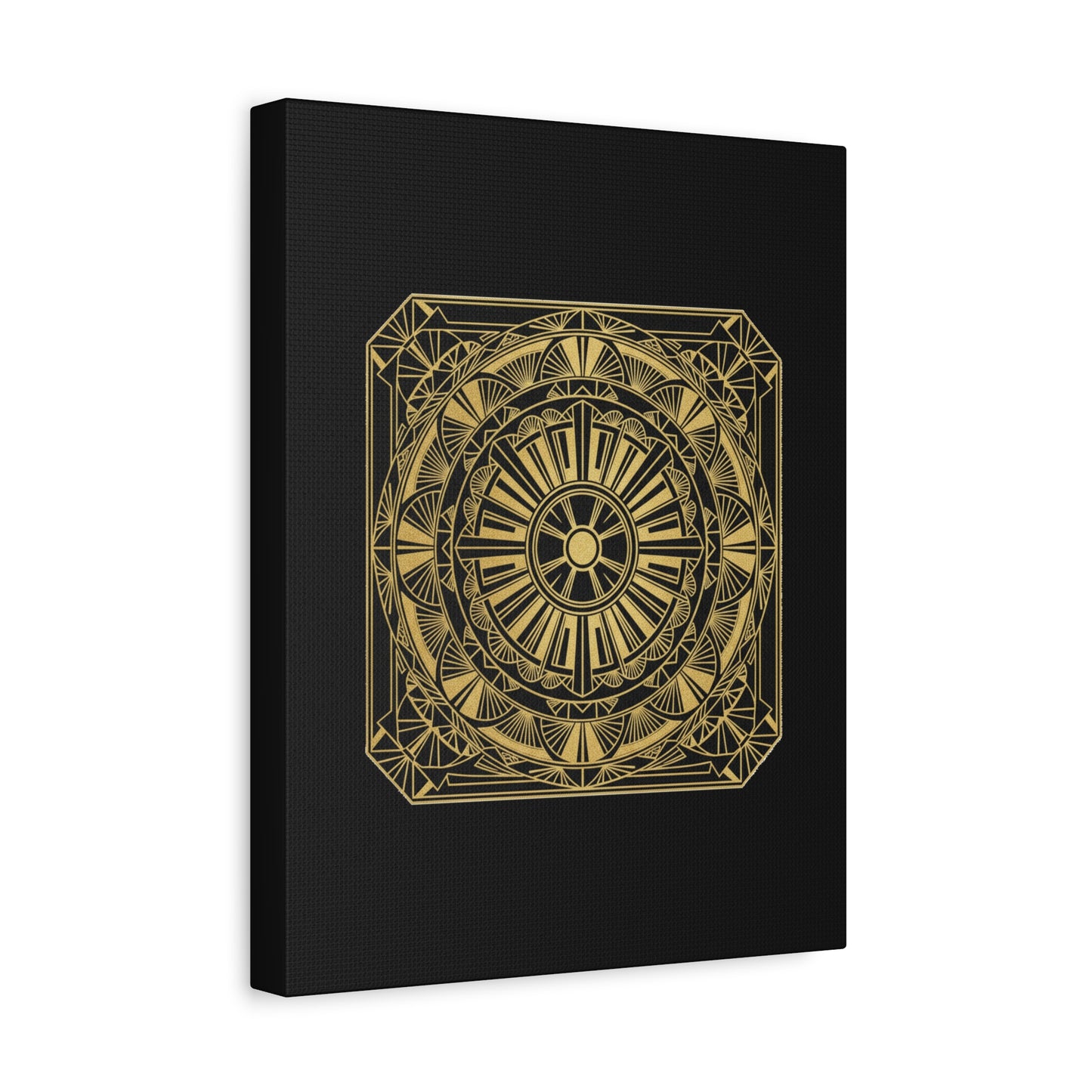 Gold Mandala Canvas Wall Art — Geometric Boho Matte Stretched Canvas