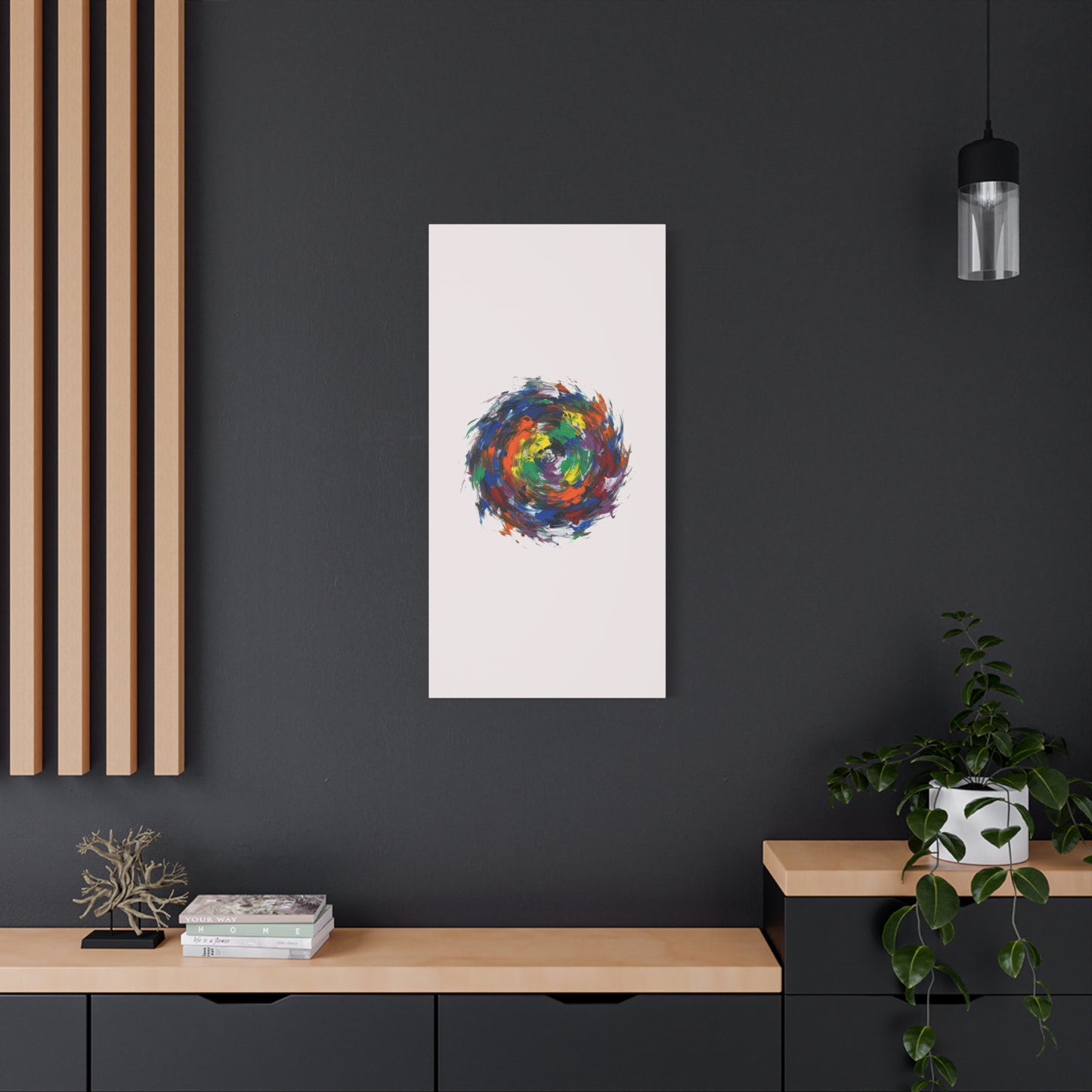 Abstract Color Swirl Canvas - Vibrant Circular Brushstroke Wall Art (Matte Stretched)