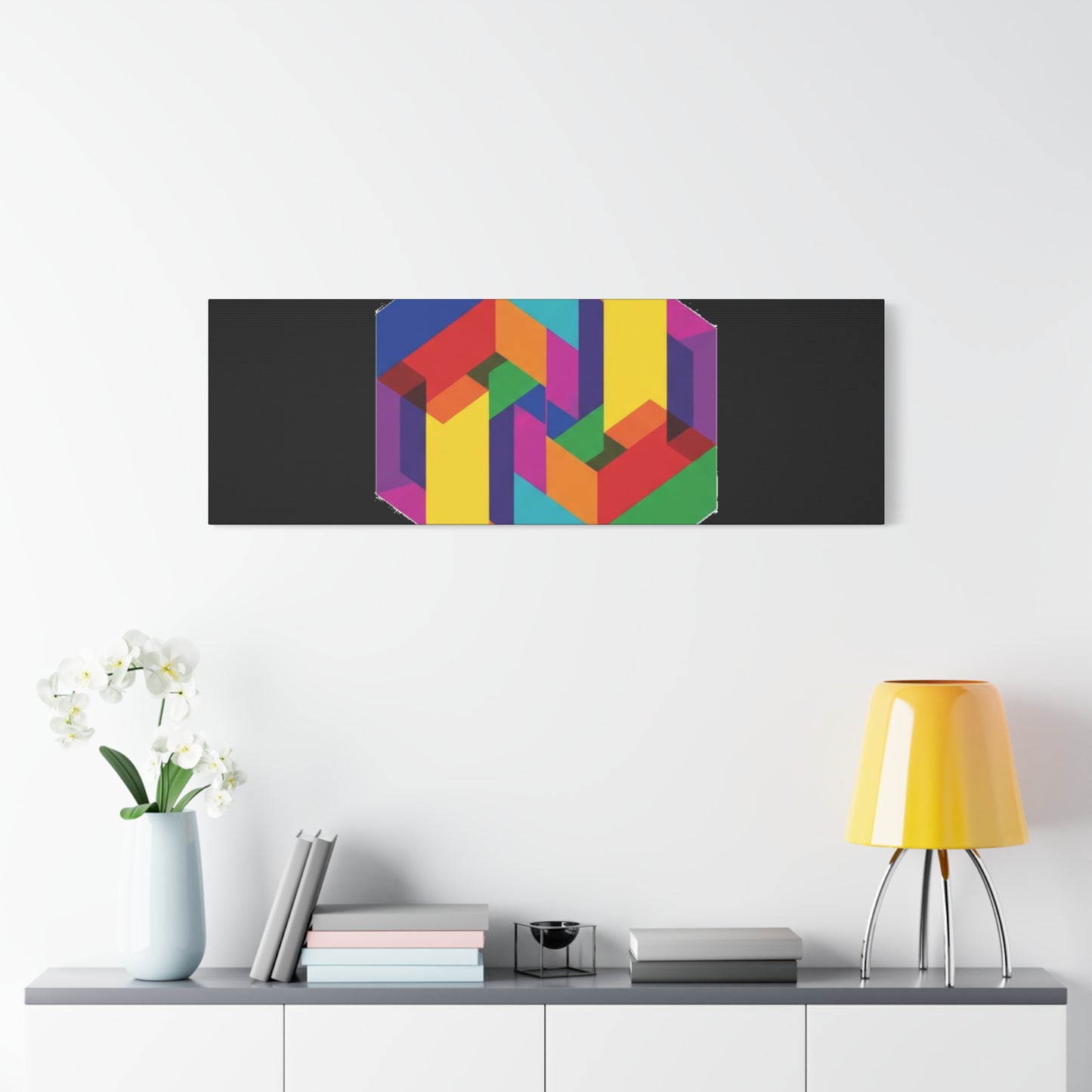 Colorful Geometric Cube Canvas Print — Modern Abstract Wall Art