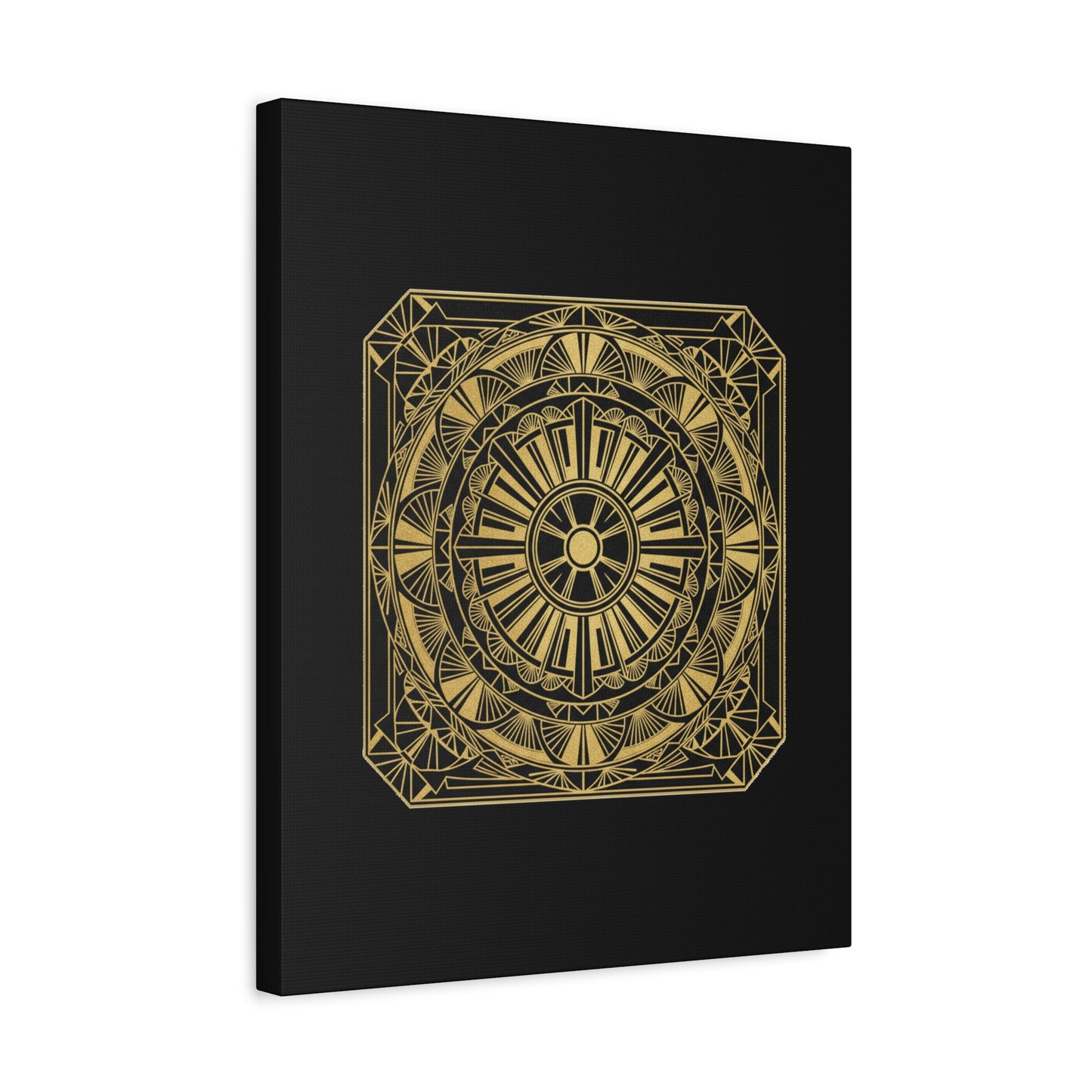 Gold Mandala Canvas Wall Art — Geometric Boho Matte Stretched Canvas