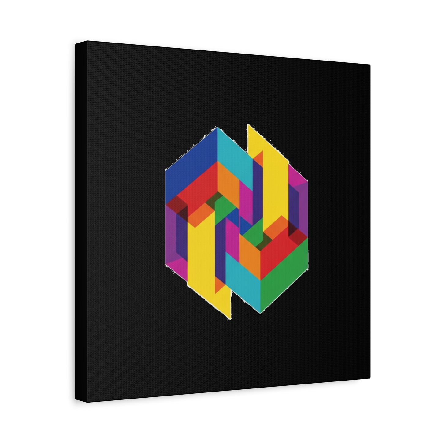 Colorful Geometric Cube Canvas Print — Modern Abstract Wall Art