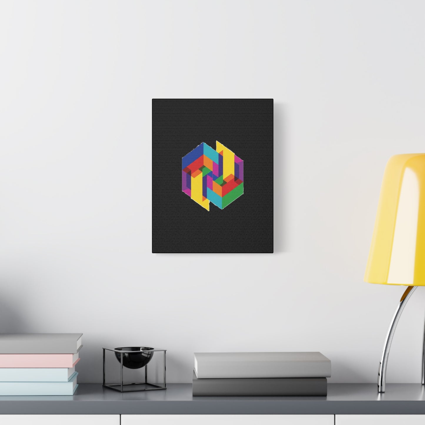 Colorful Geometric Cube Canvas Print — Modern Abstract Wall Art