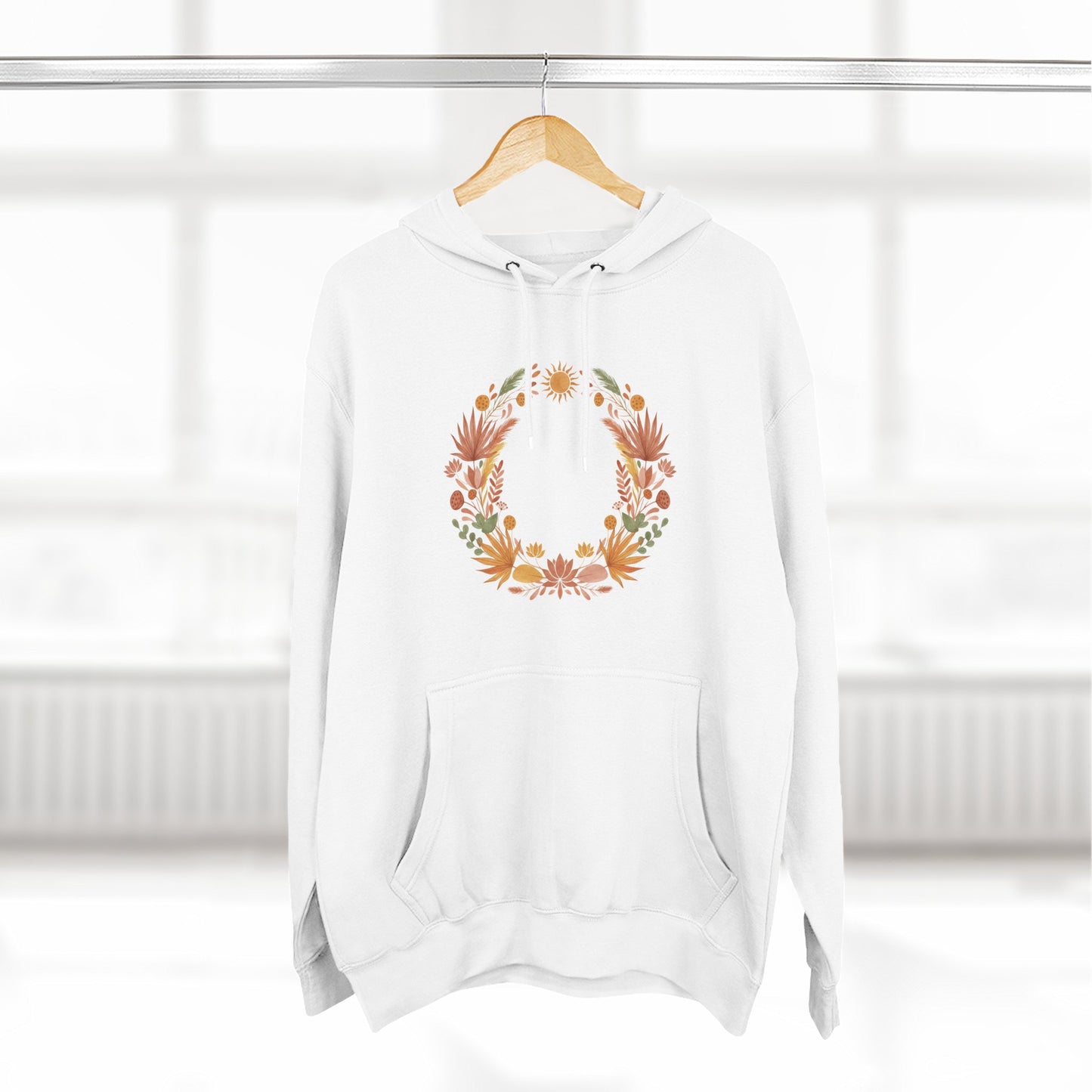 Floral Wreath Hoodie — Autumn Botanical Pullover