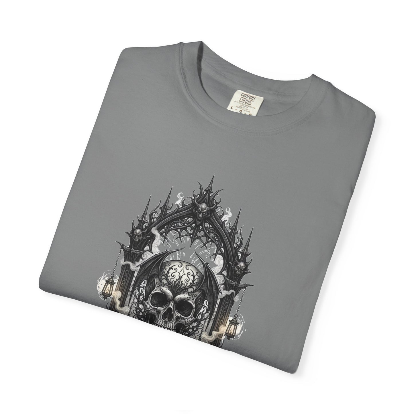 Skull Cathedral T-Shirt — Gothic Skull & Candle Graphic Tee