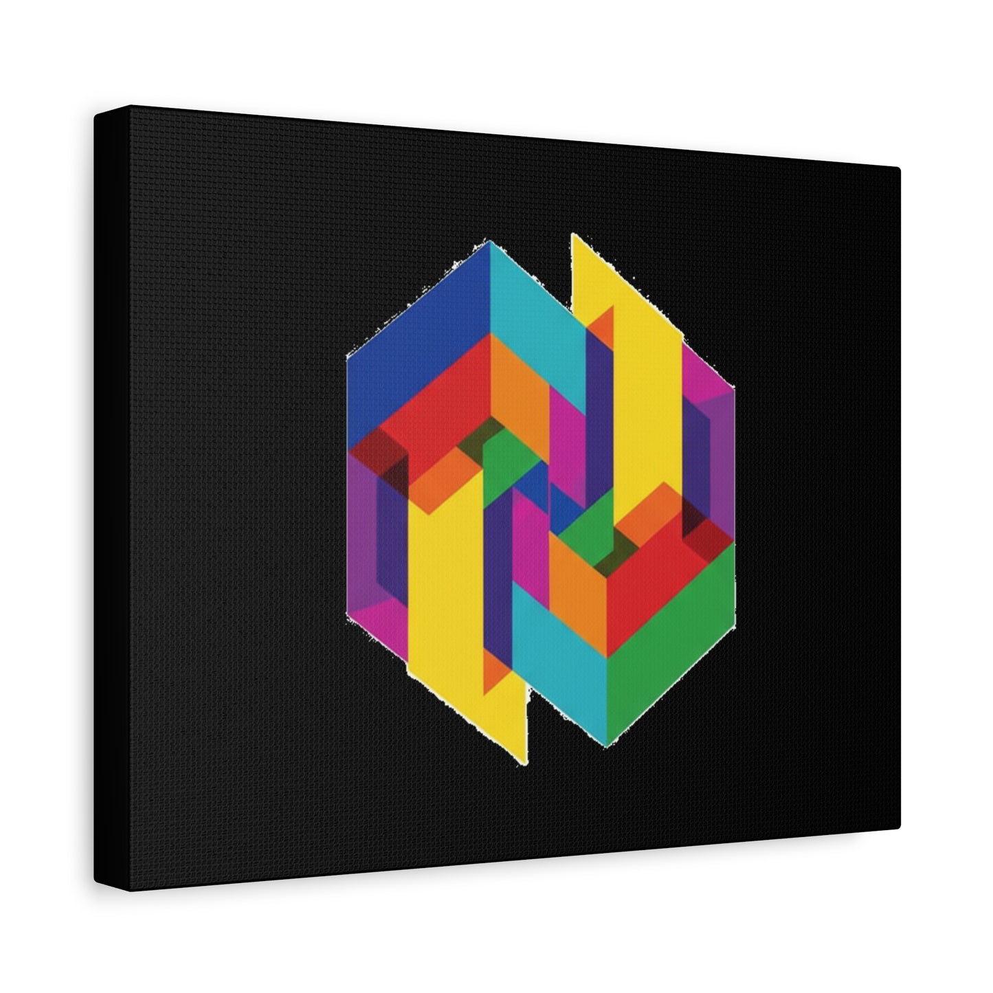 Colorful Geometric Cube Canvas Print — Modern Abstract Wall Art